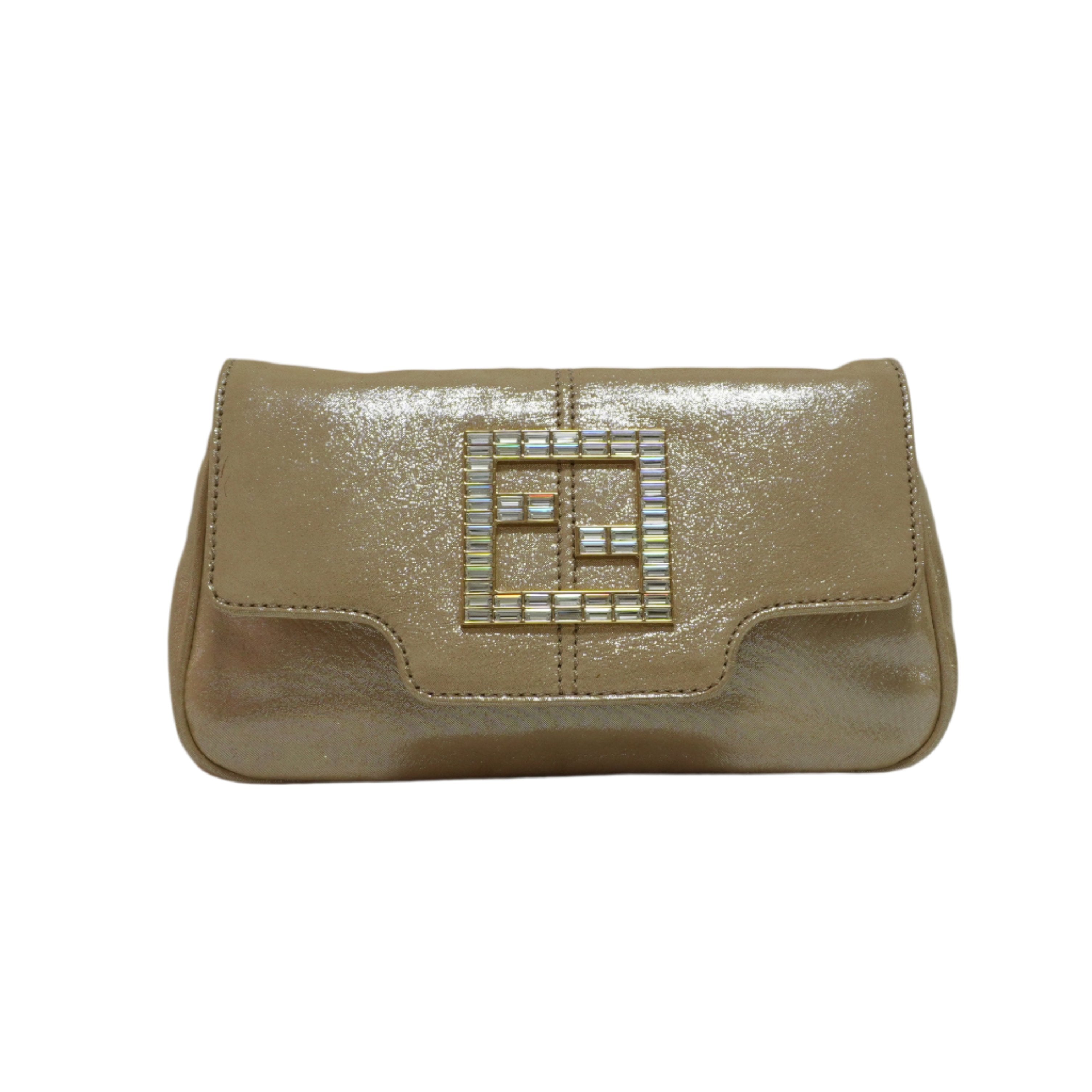 Fendi Clutch Bag Champagne Gold Used