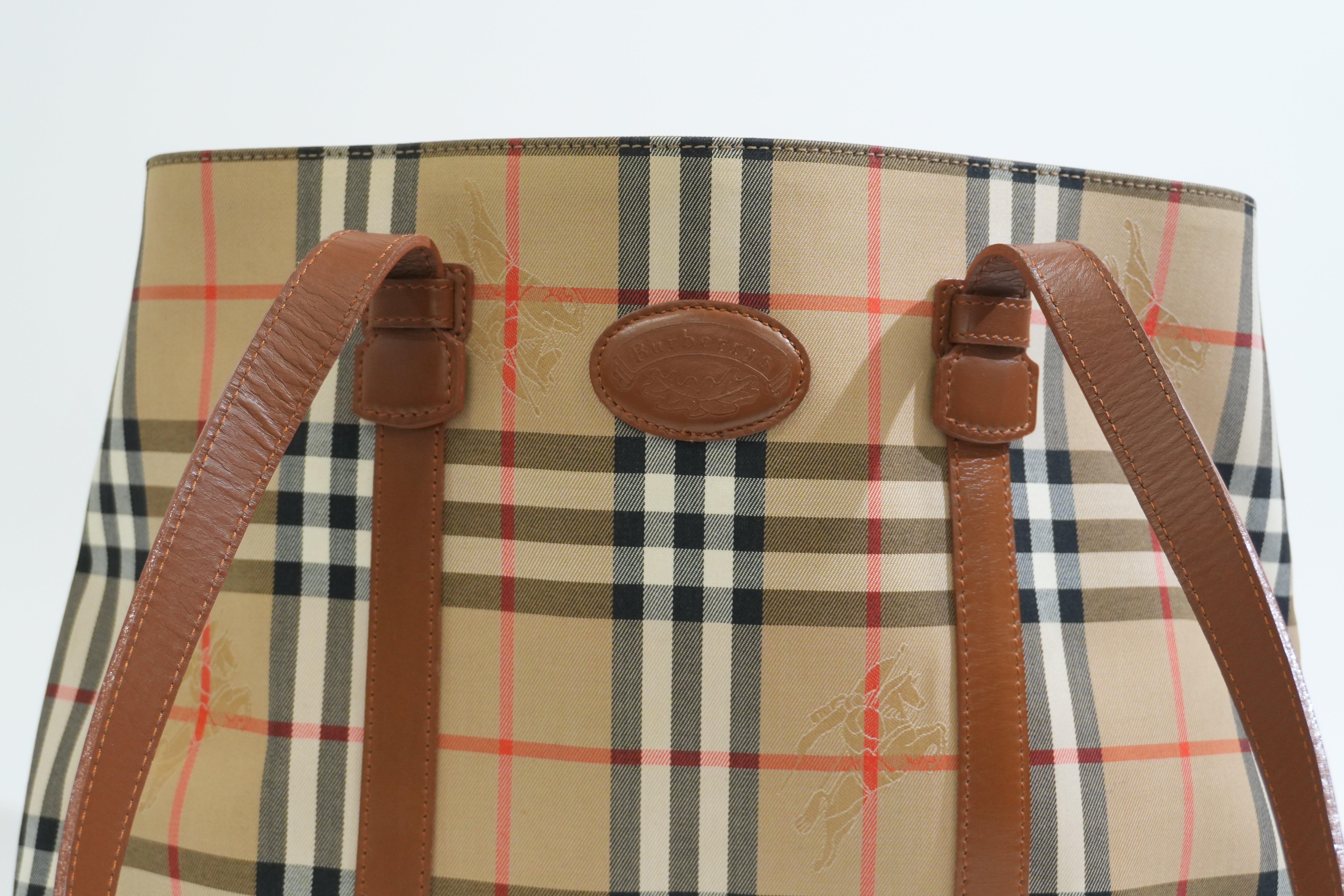 Pre-owned Burberry Haymarket Tote Bag Beige