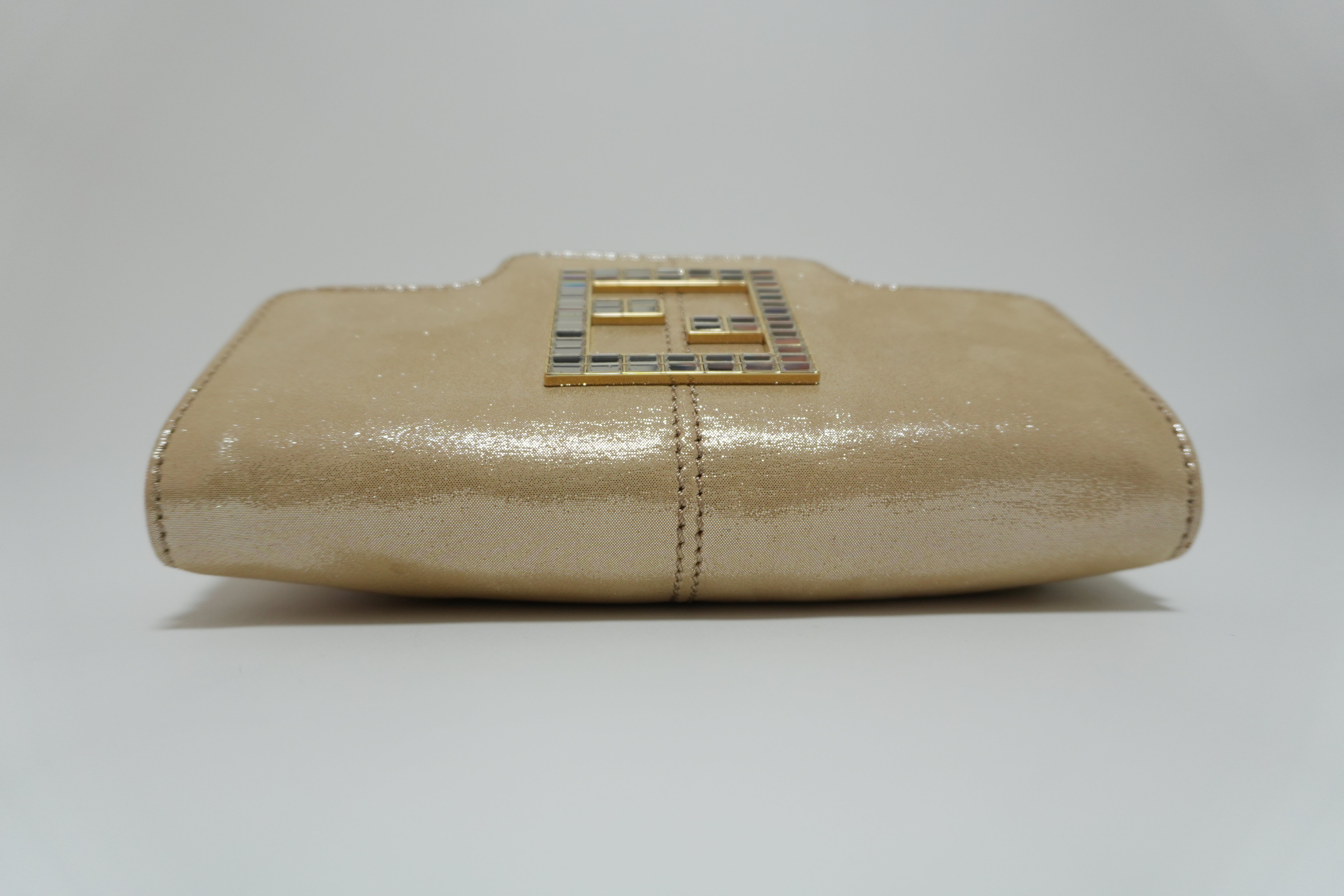 Fendi Clutch Bag Champagne Gold Used
