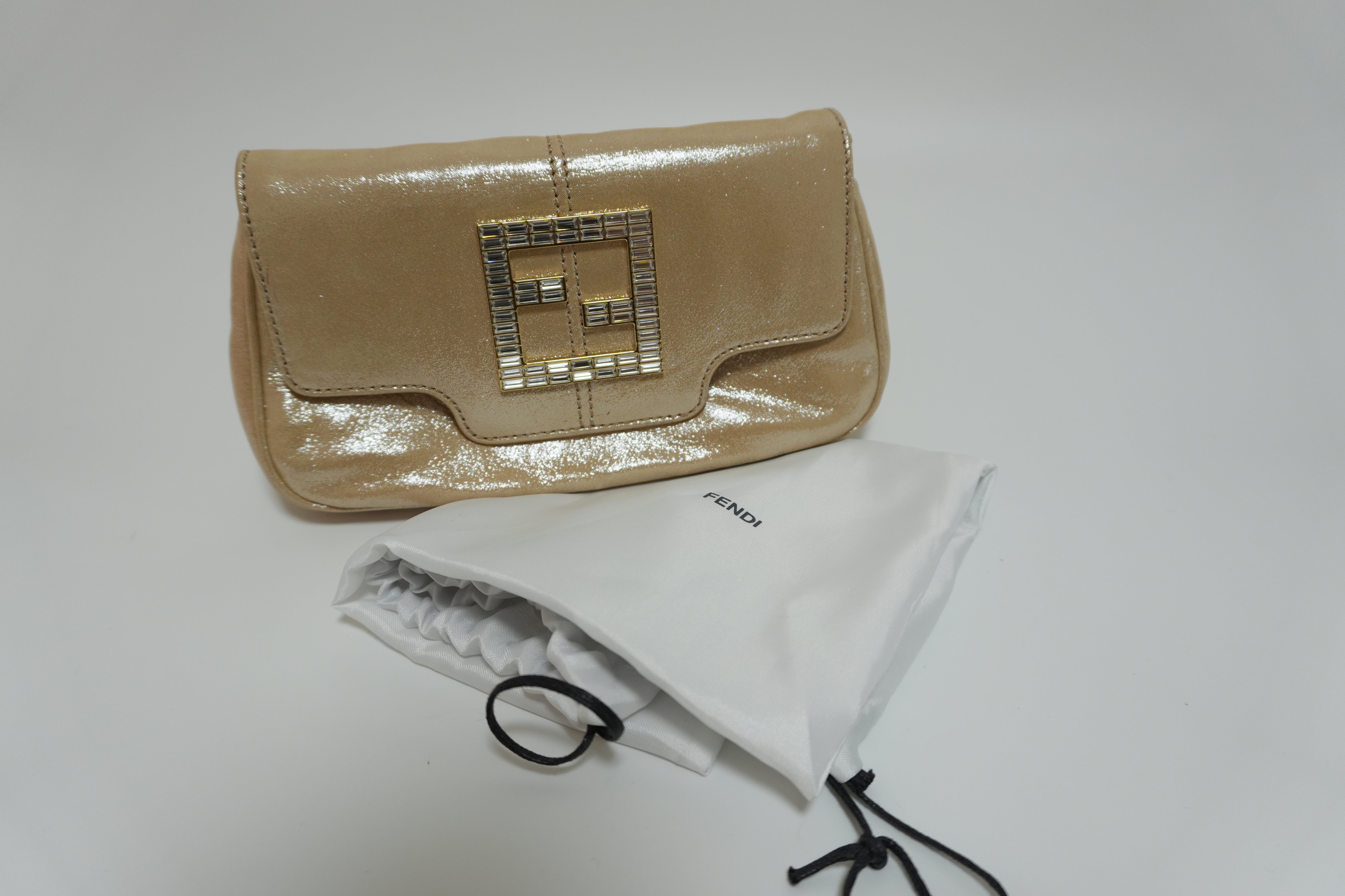 Fendi Clutch Bag Champagne Gold Used
