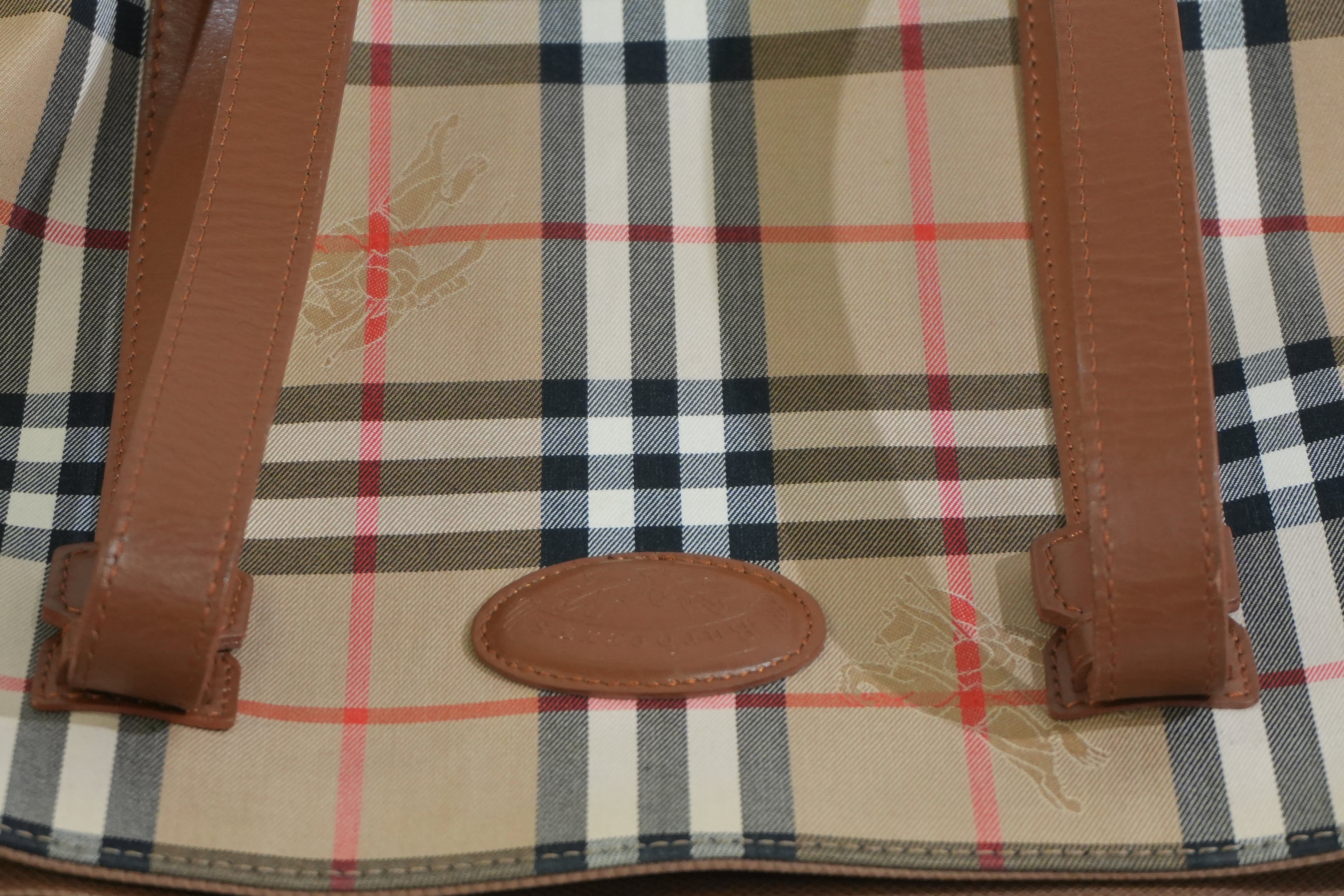 Pre-owned Burberry Haymarket Tote Bag Beige