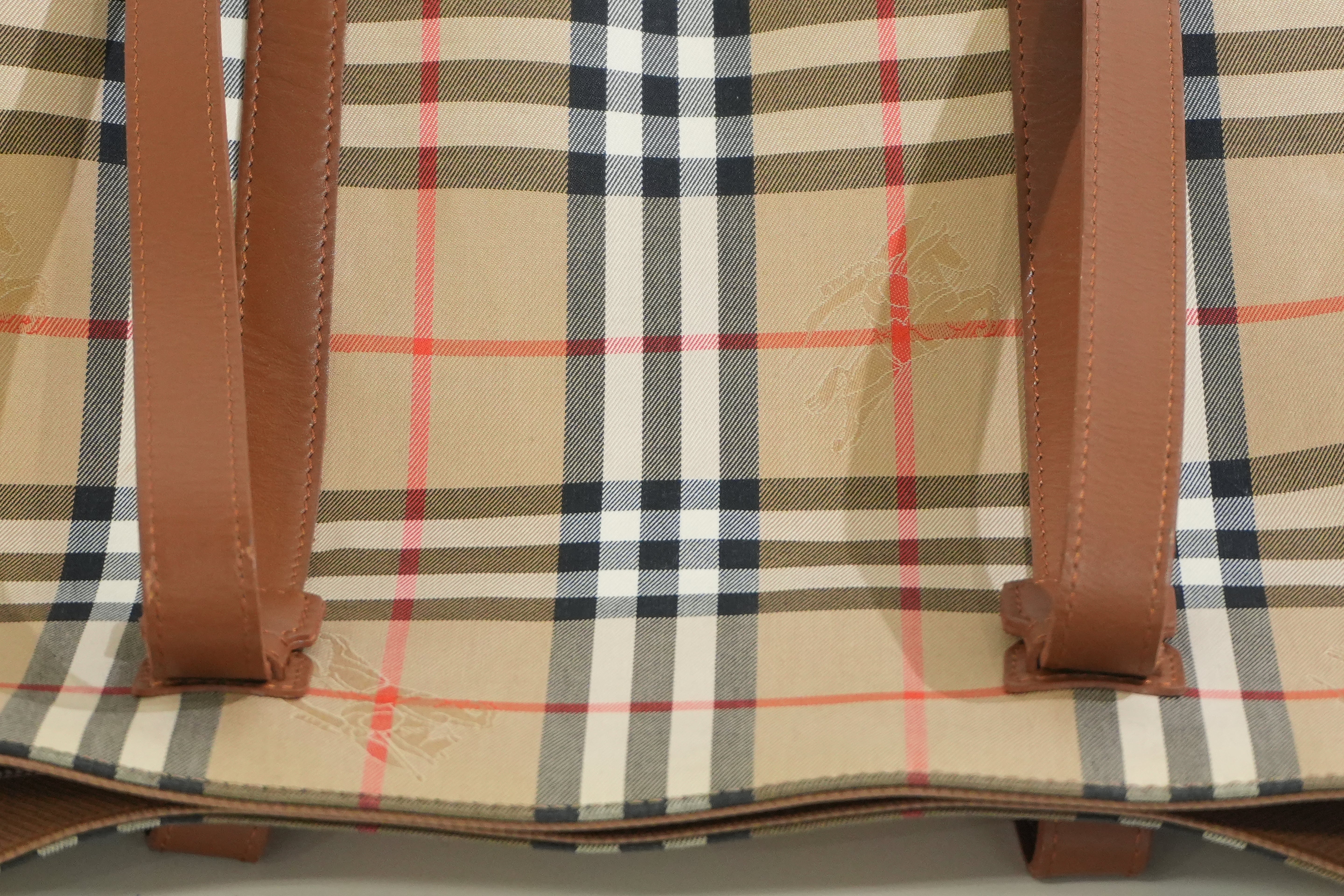 Pre-owned Burberry Haymarket Tote Bag Beige