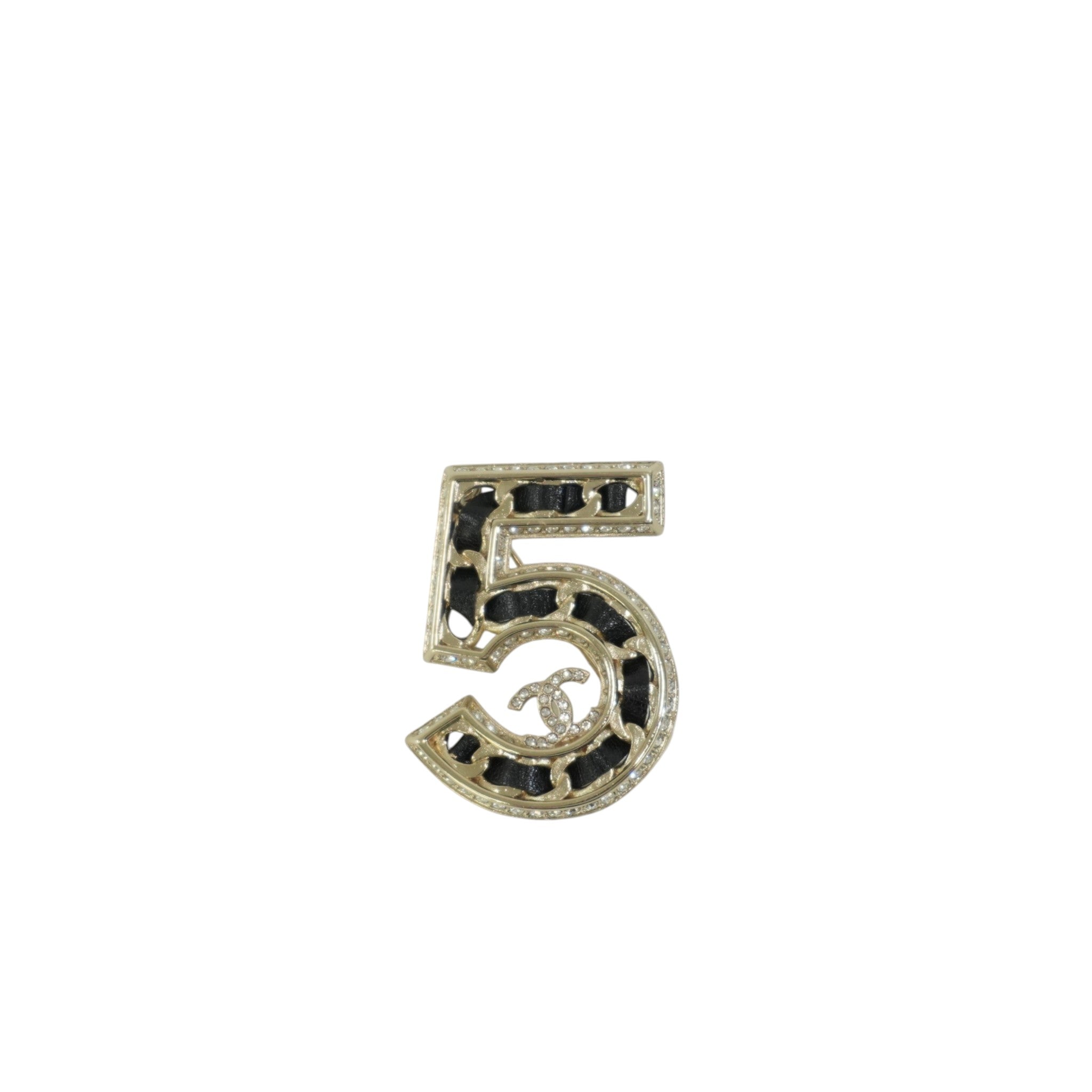 Pre-owned Chanel Number 5 Brooch Silver tone
