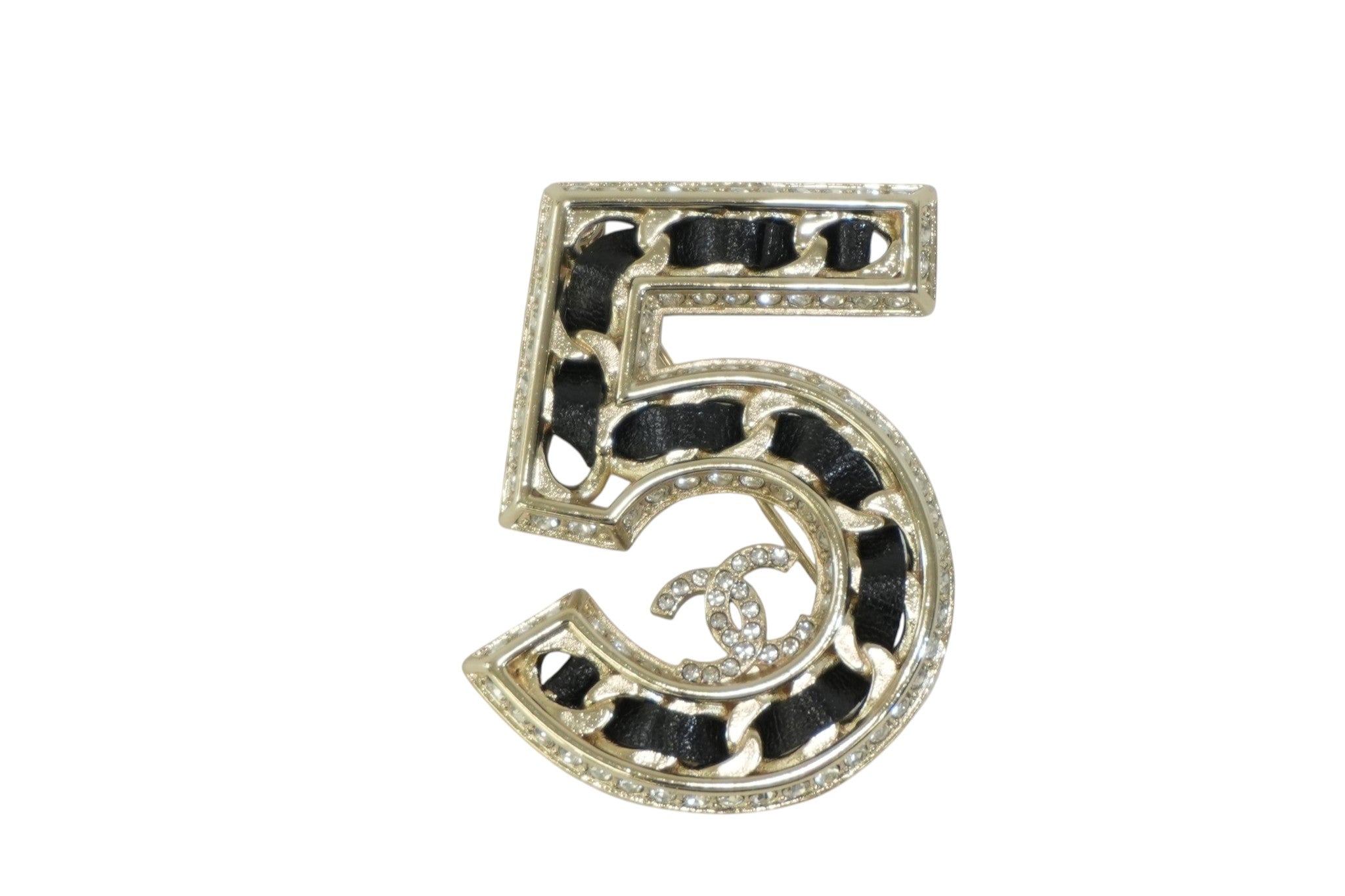 Pre-owned Chanel Number 5 Brooch Silver tone