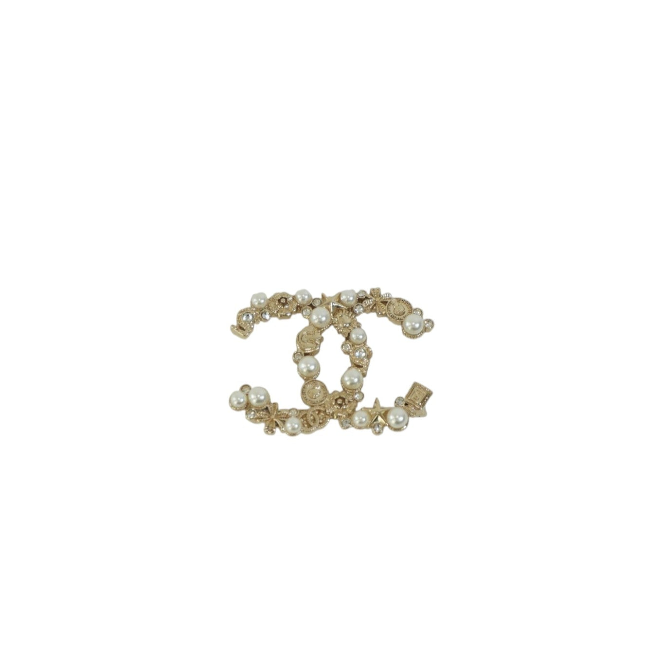 Pre-owned Chanel CC Brooch Silver tone