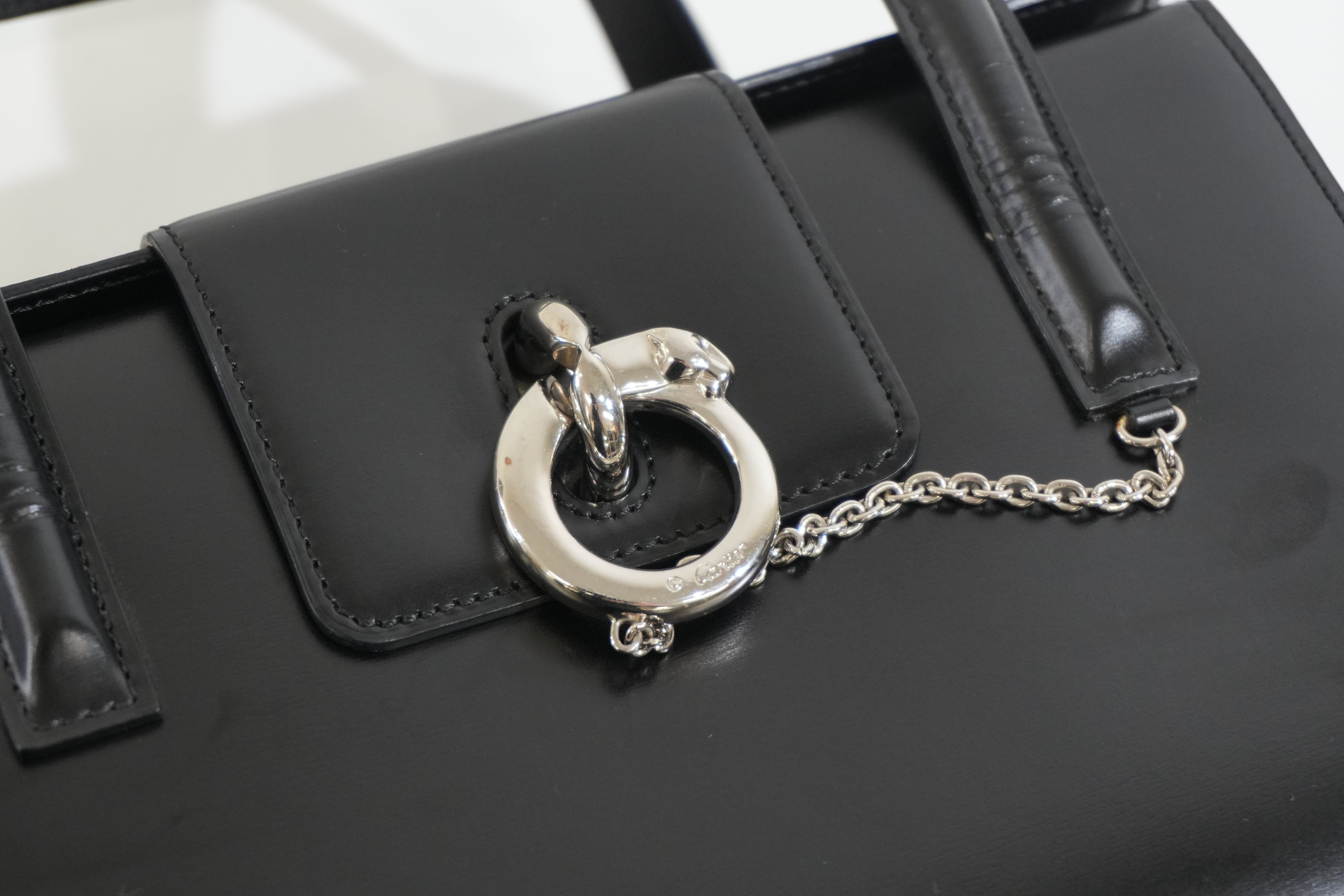 Pre-owned Cartier Panthere Box Type Handbag Black