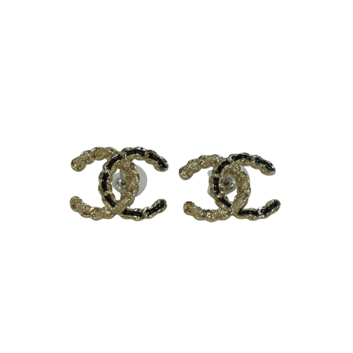 Pre-owned Chanel CC Earrings Black and Gold