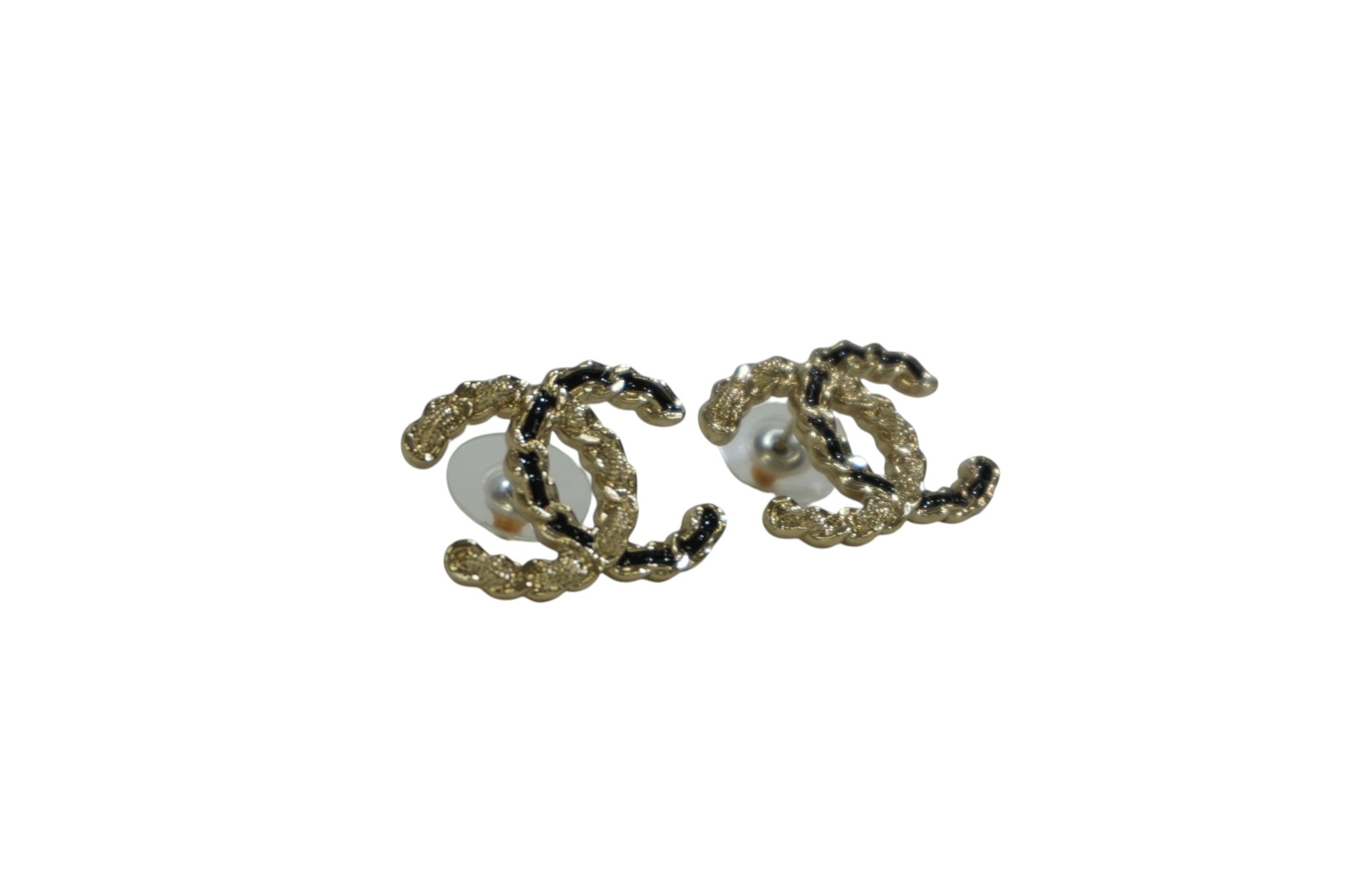 Pre-owned Chanel CC Earrings Black and Gold