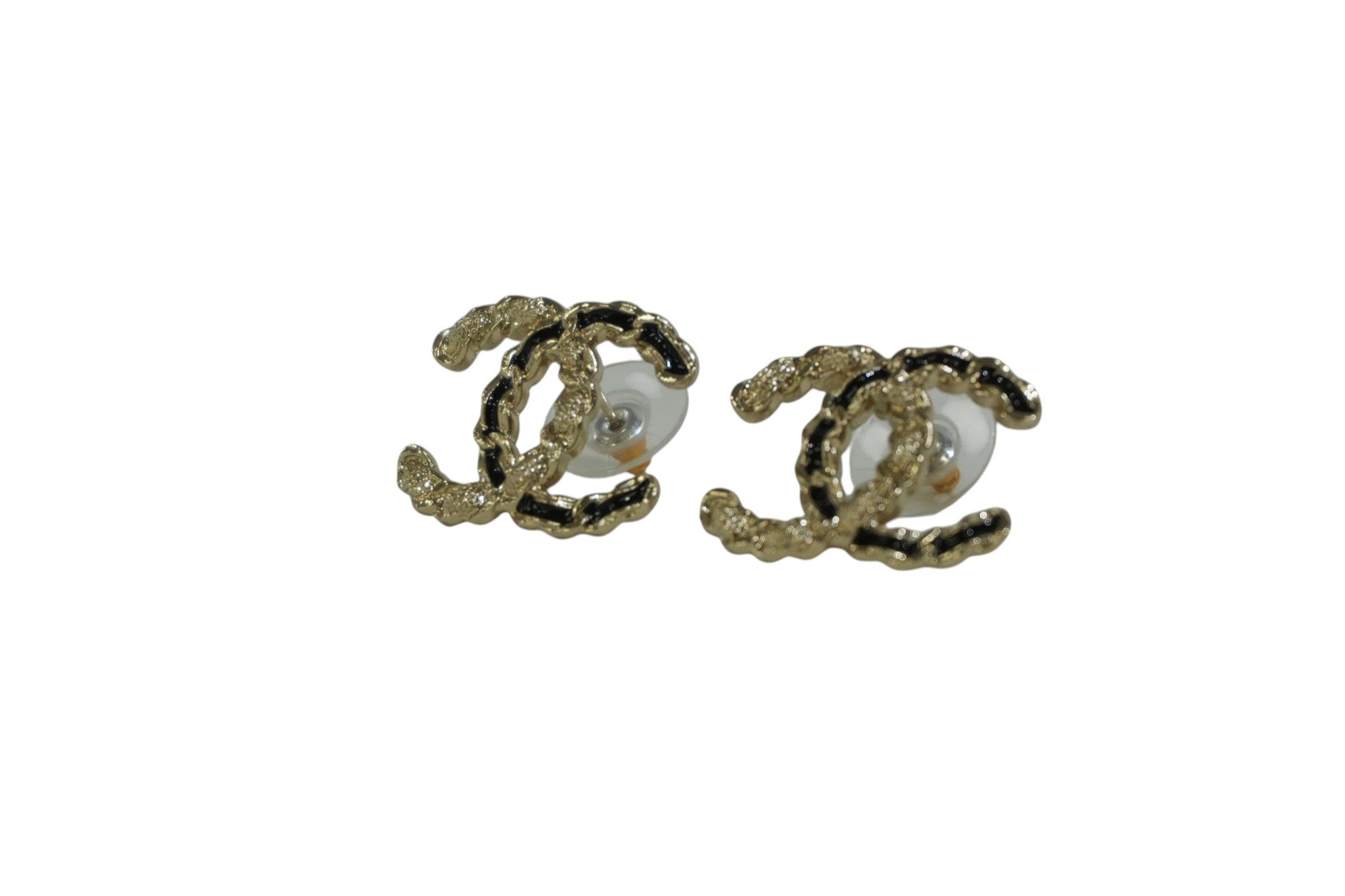 Pre-owned Chanel CC Earrings Black and Gold