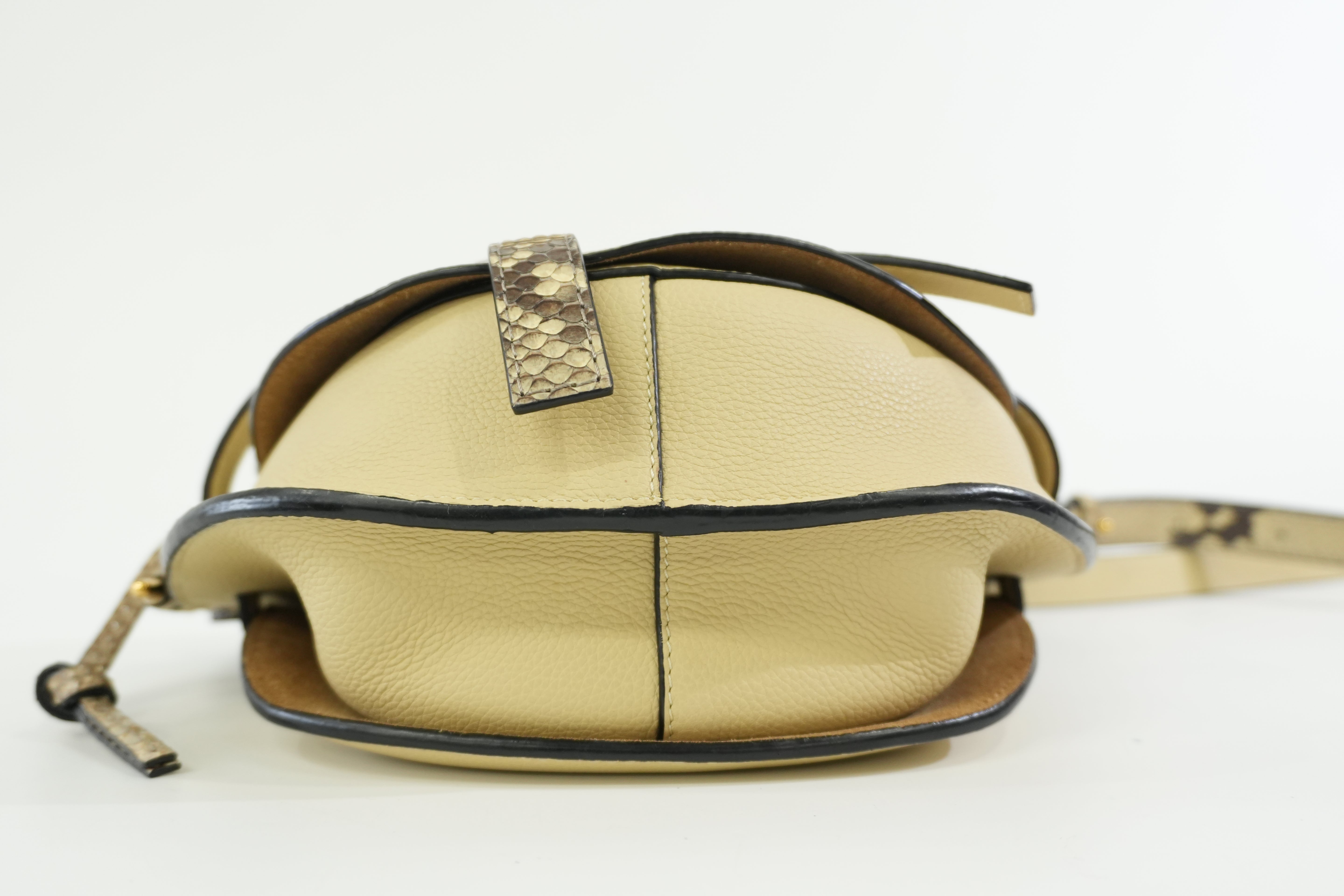 Pre-owned Loewe Gate Snakeskin Print Shoulder Bag Ivory