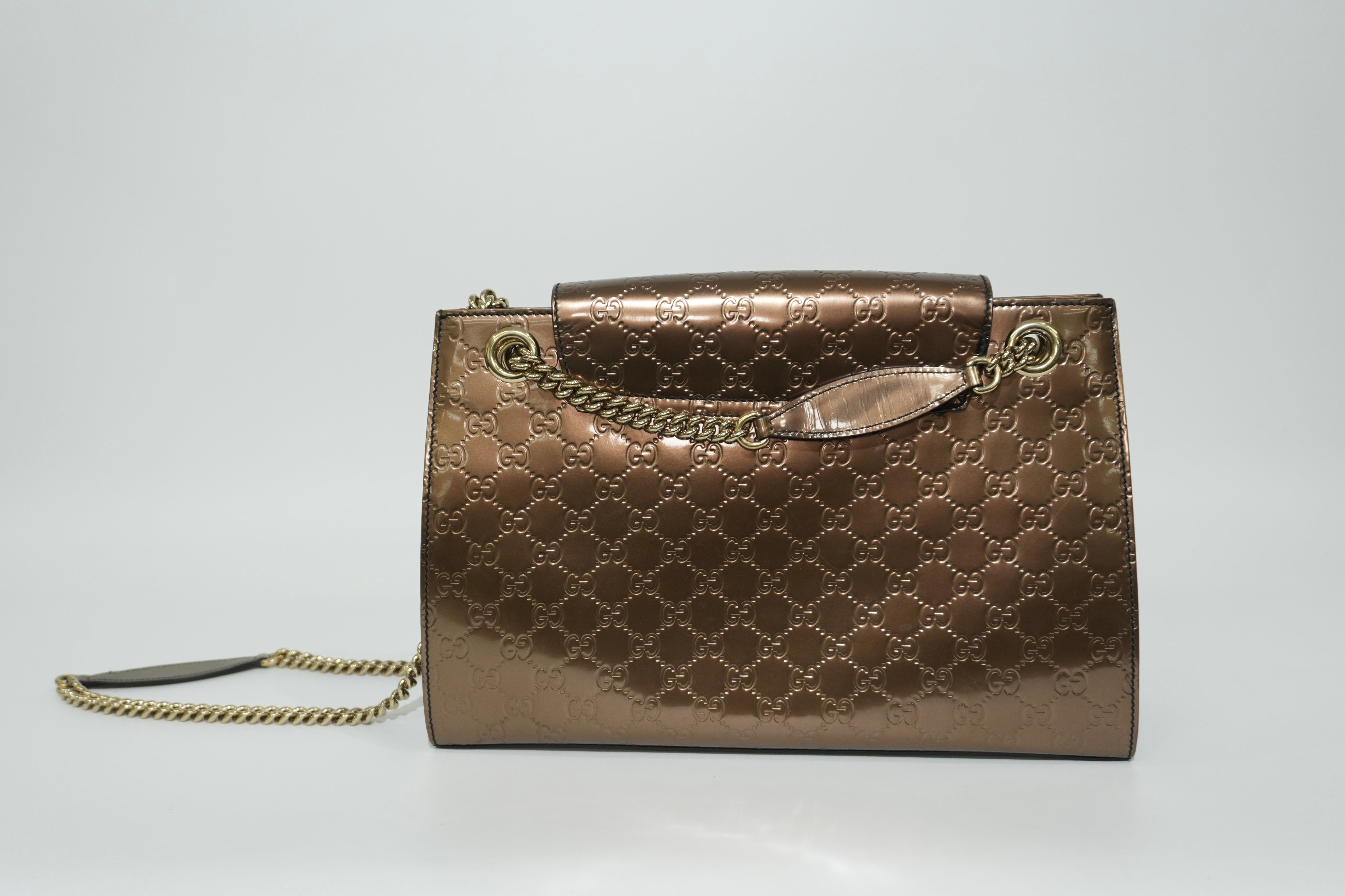 Pre-owned Gucci Emily Chain Shoulder Bag Bronze