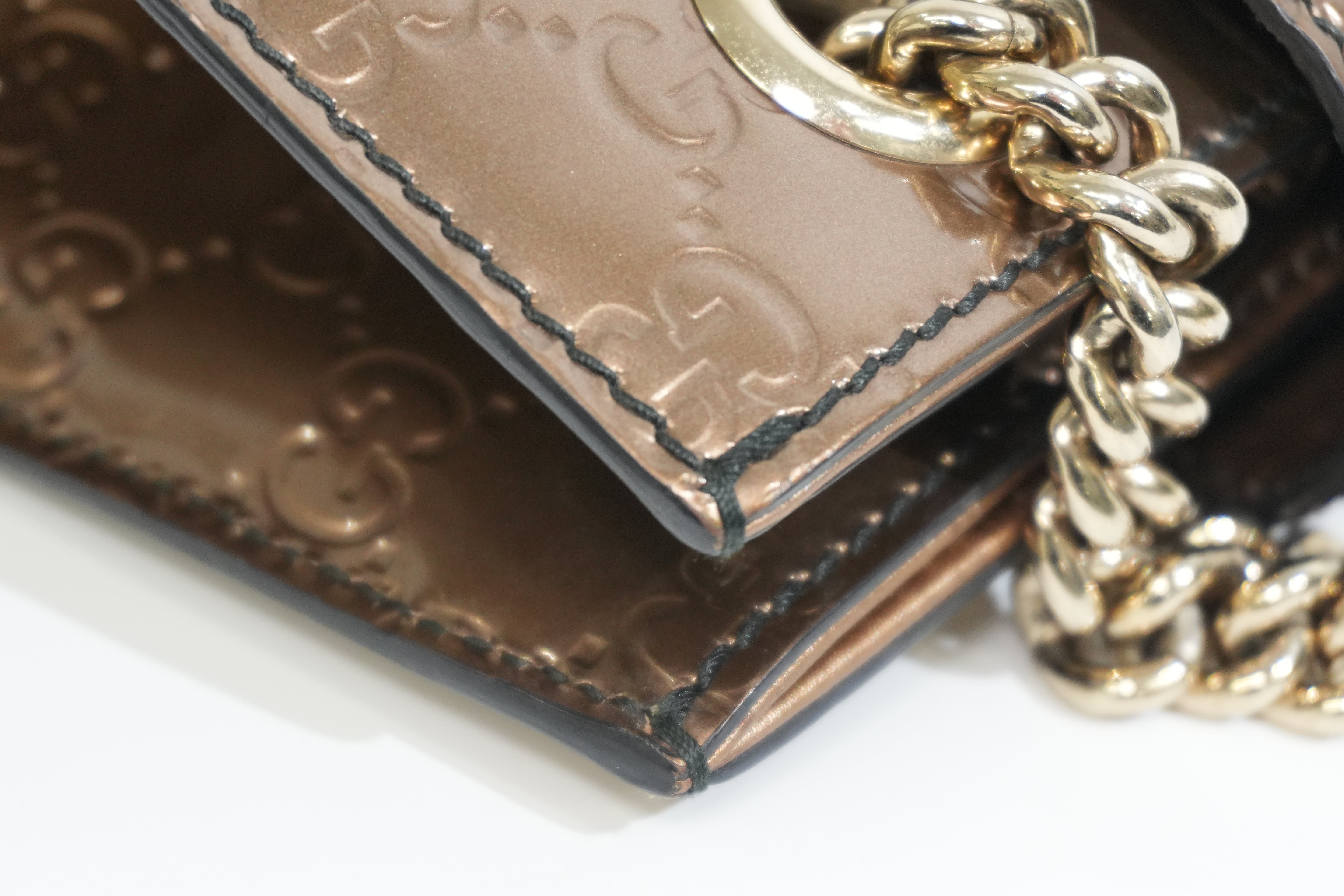 Pre-owned Gucci Emily Chain Shoulder Bag Bronze