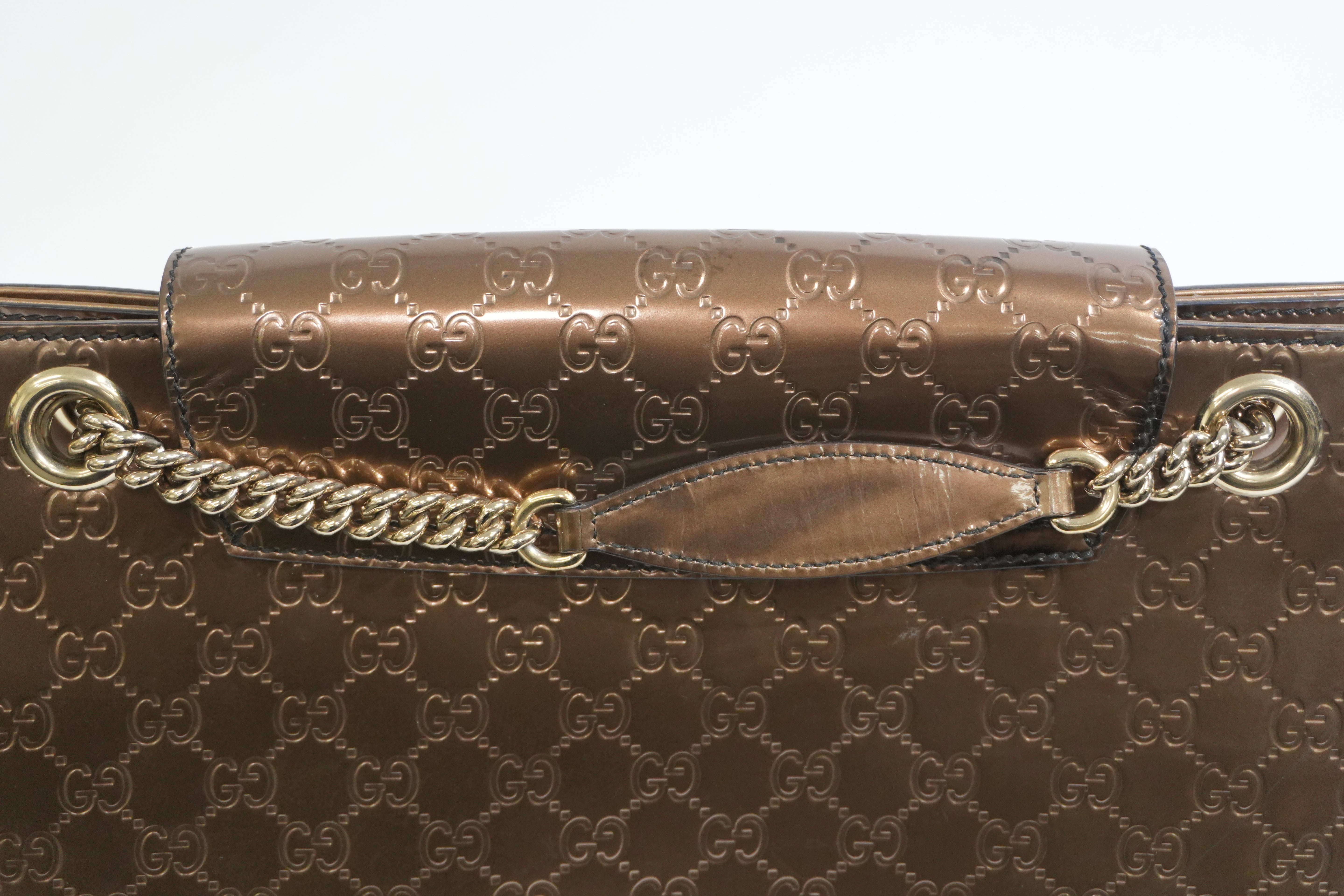 Pre-owned Gucci Emily Chain Shoulder Bag Bronze