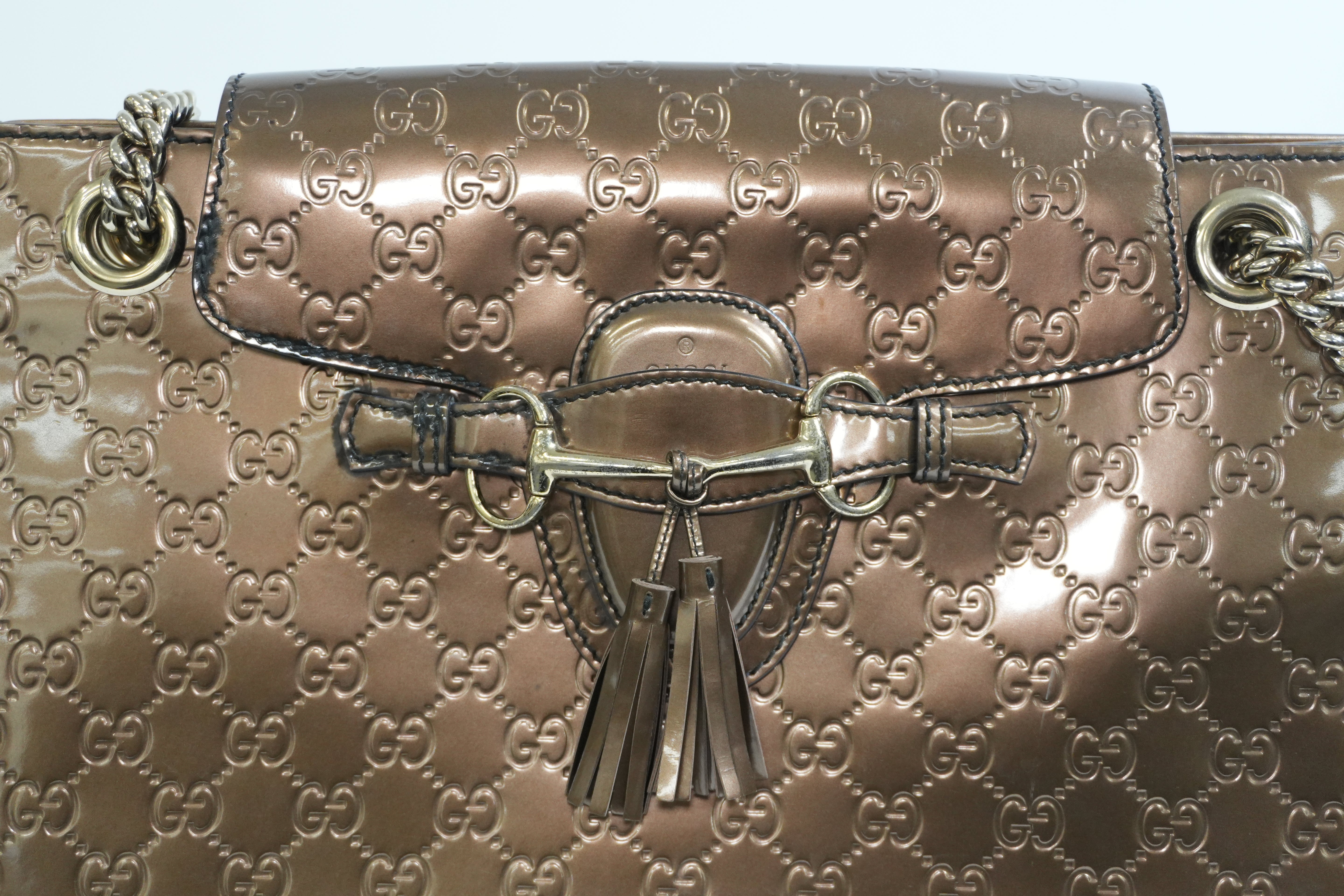 Pre-owned Gucci Emily Chain Shoulder Bag Bronze