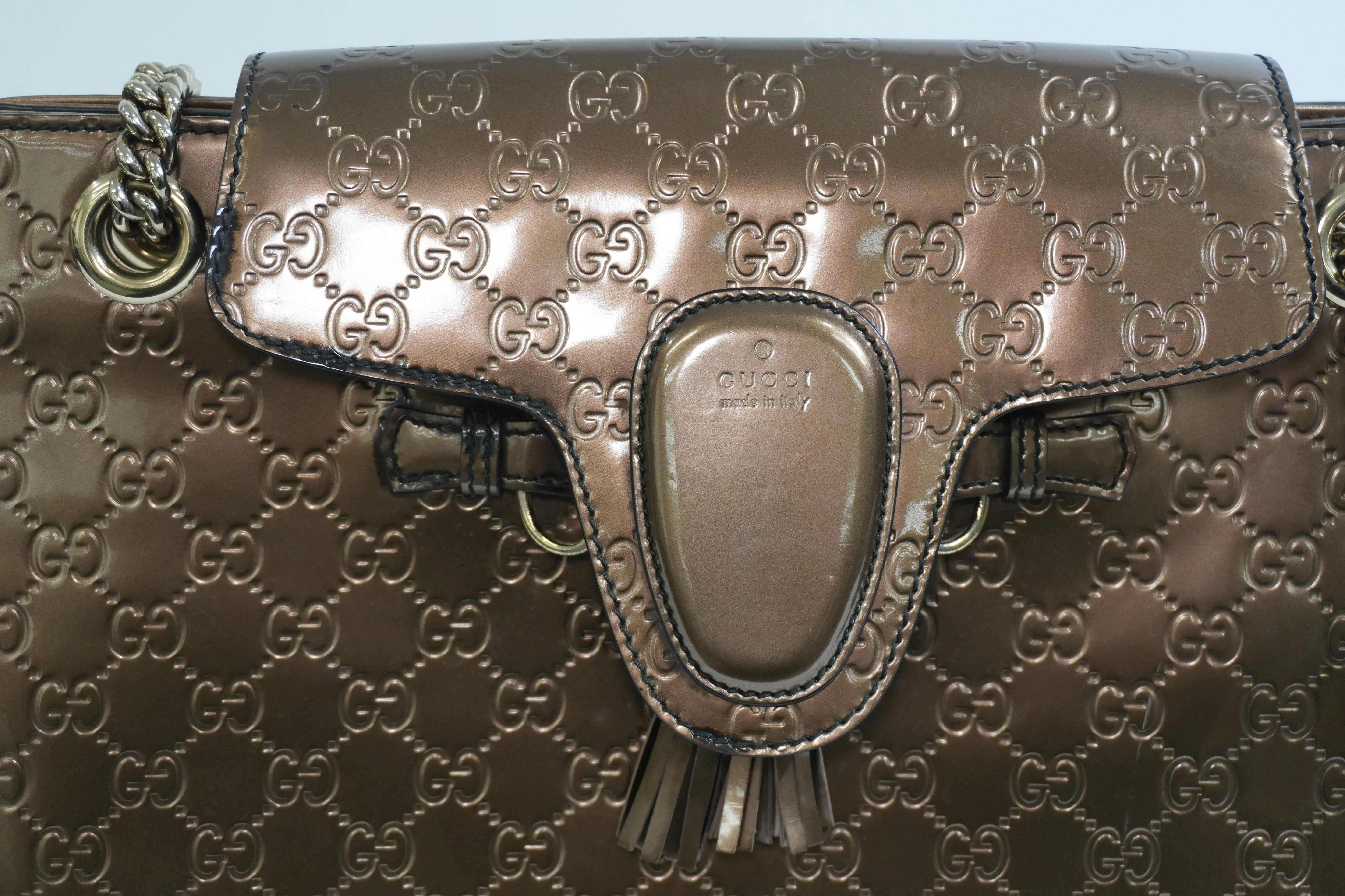 Pre-owned Gucci Emily Chain Shoulder Bag Bronze