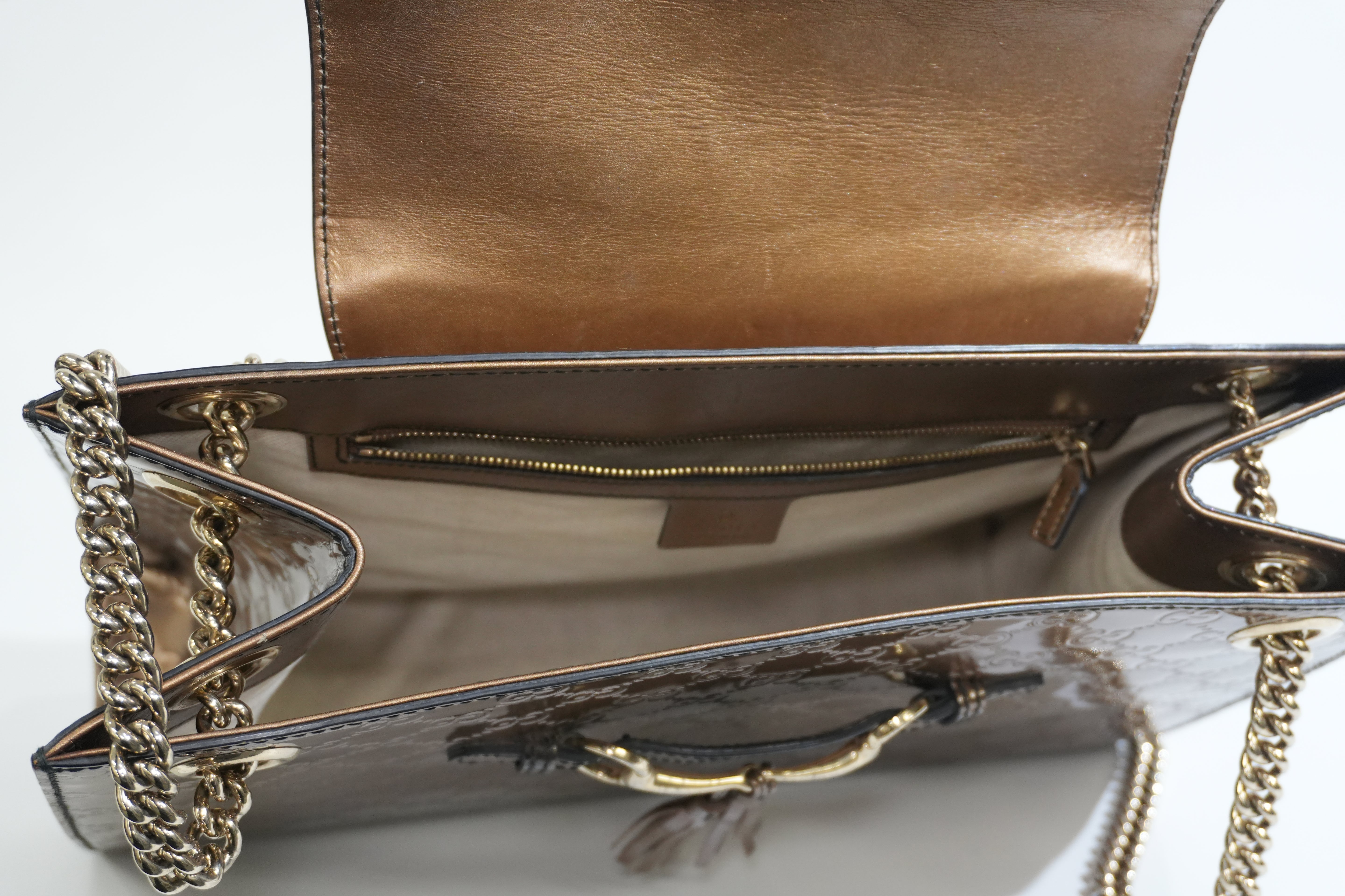 Pre-owned Gucci Emily Chain Shoulder Bag Bronze