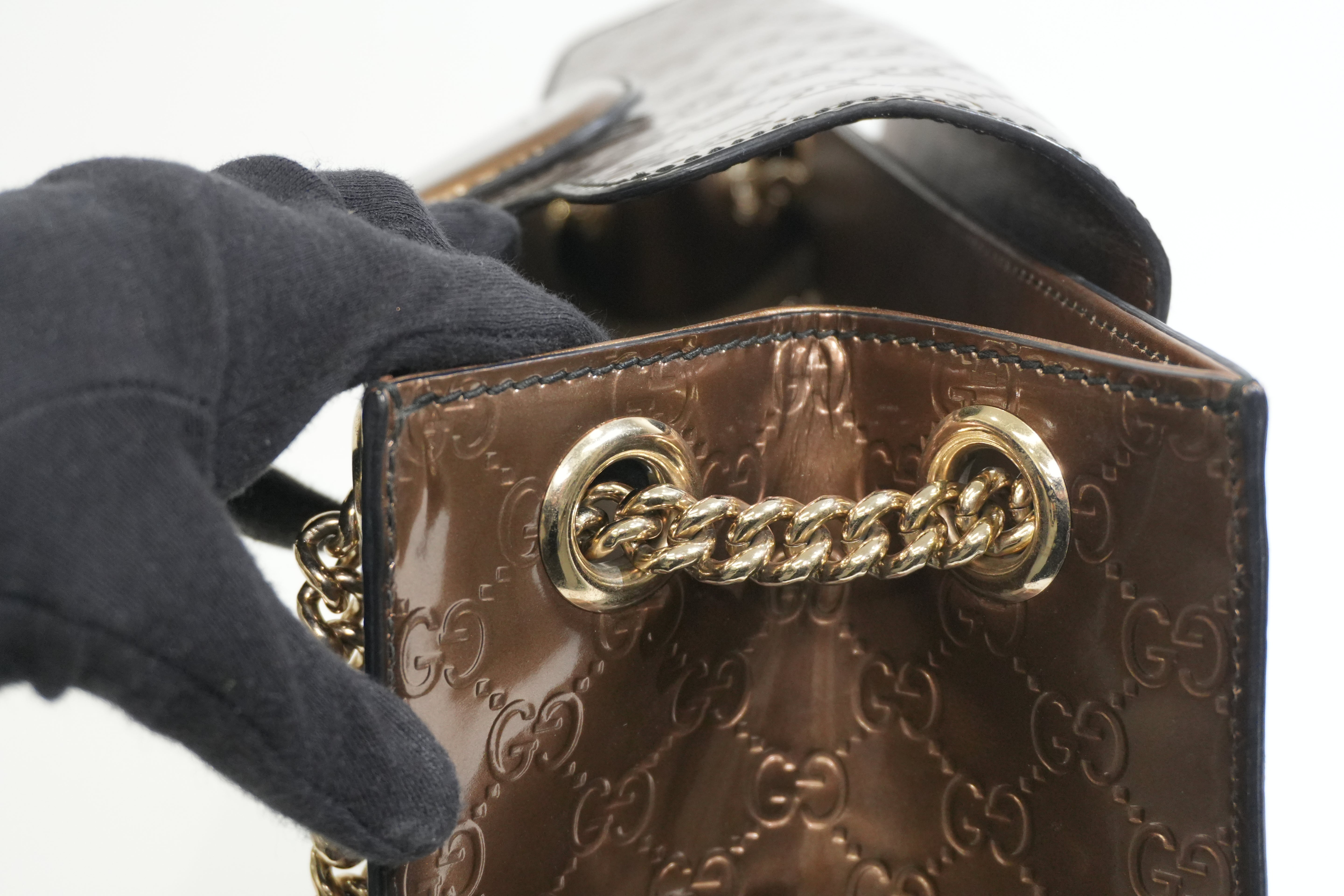 Pre-owned Gucci Emily Chain Shoulder Bag Bronze