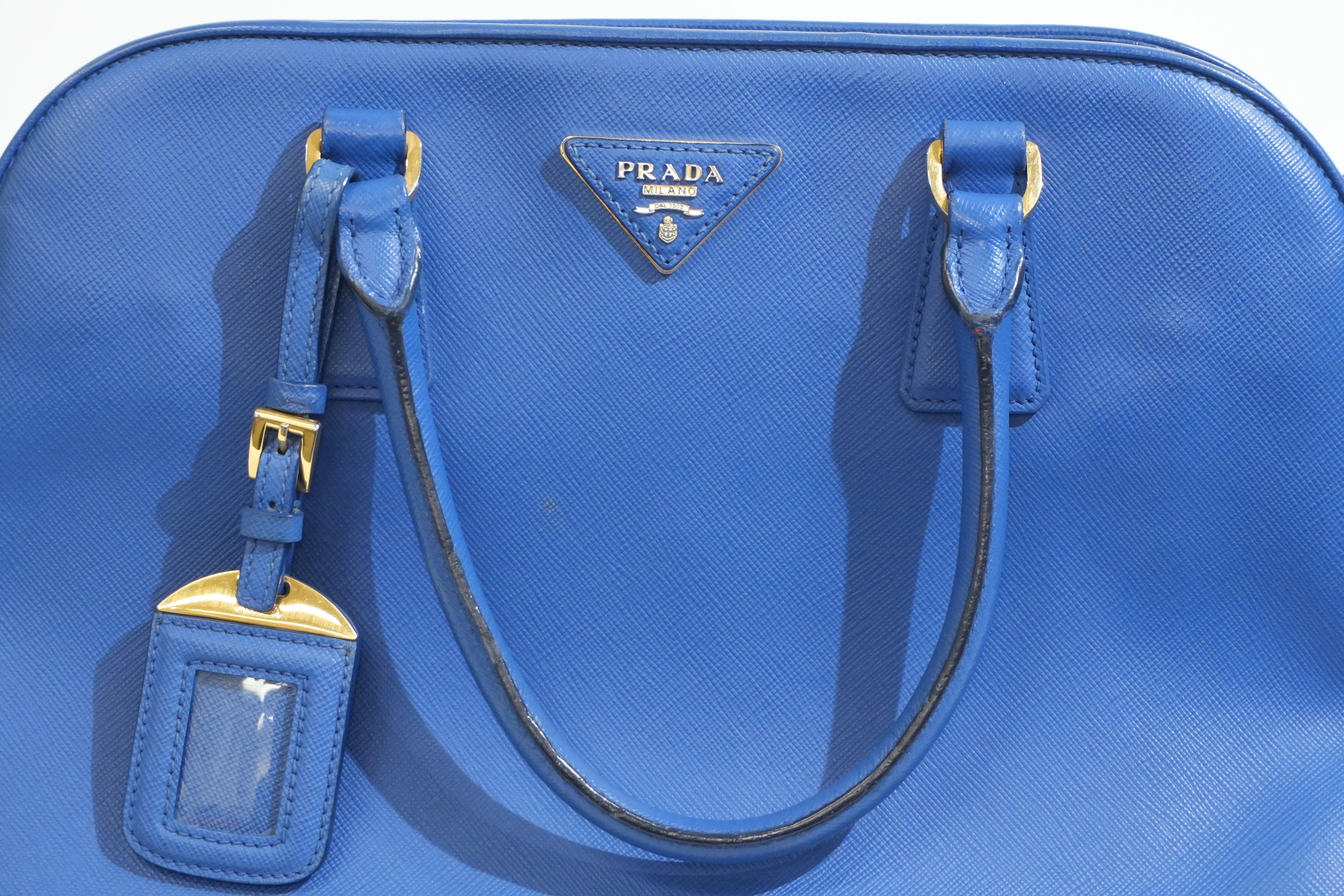 Pre-owned Prada Saffiano Two Way Shoulder Bag Blue