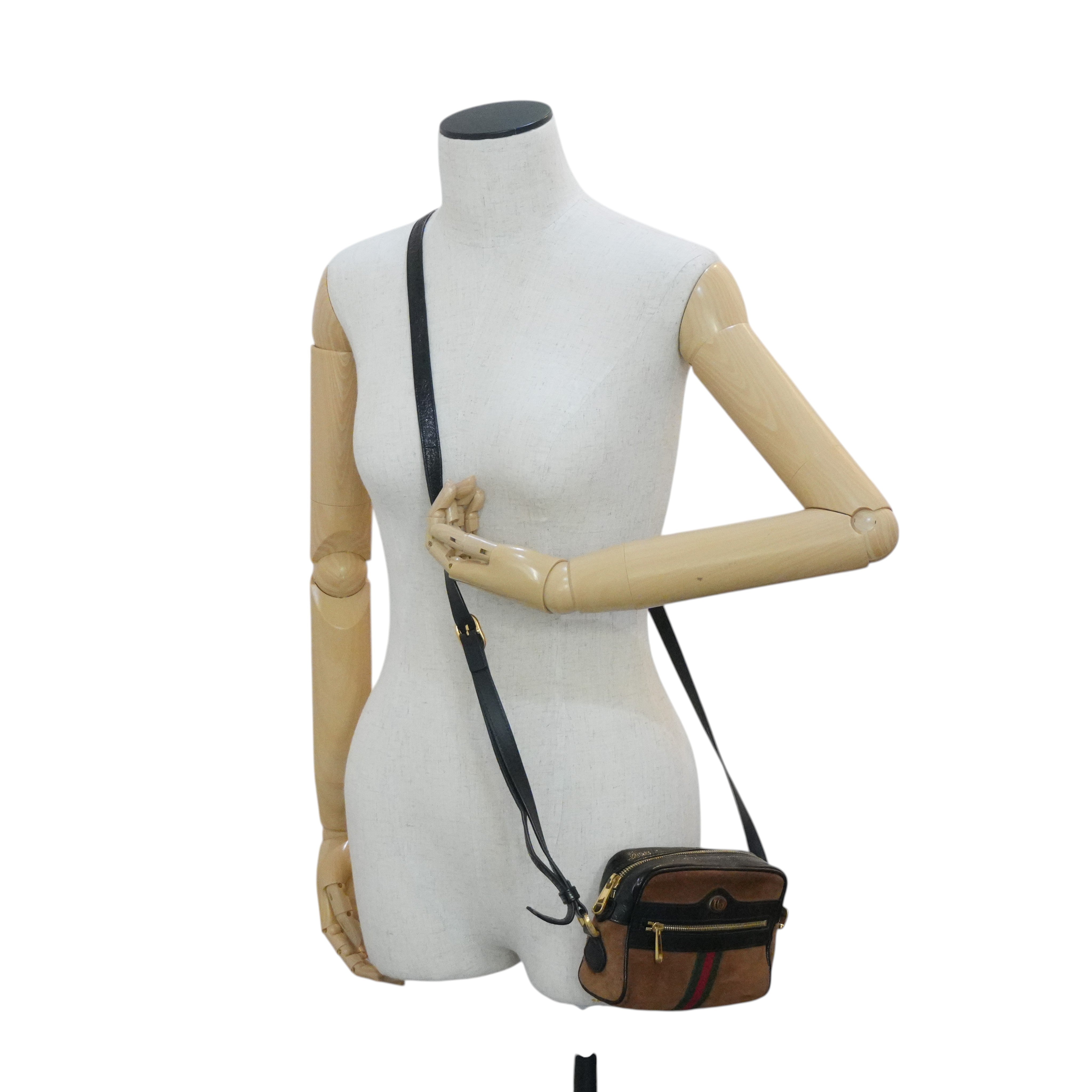 Pre-owned Gucci Suede Ophidia Crossbody Bag Brown