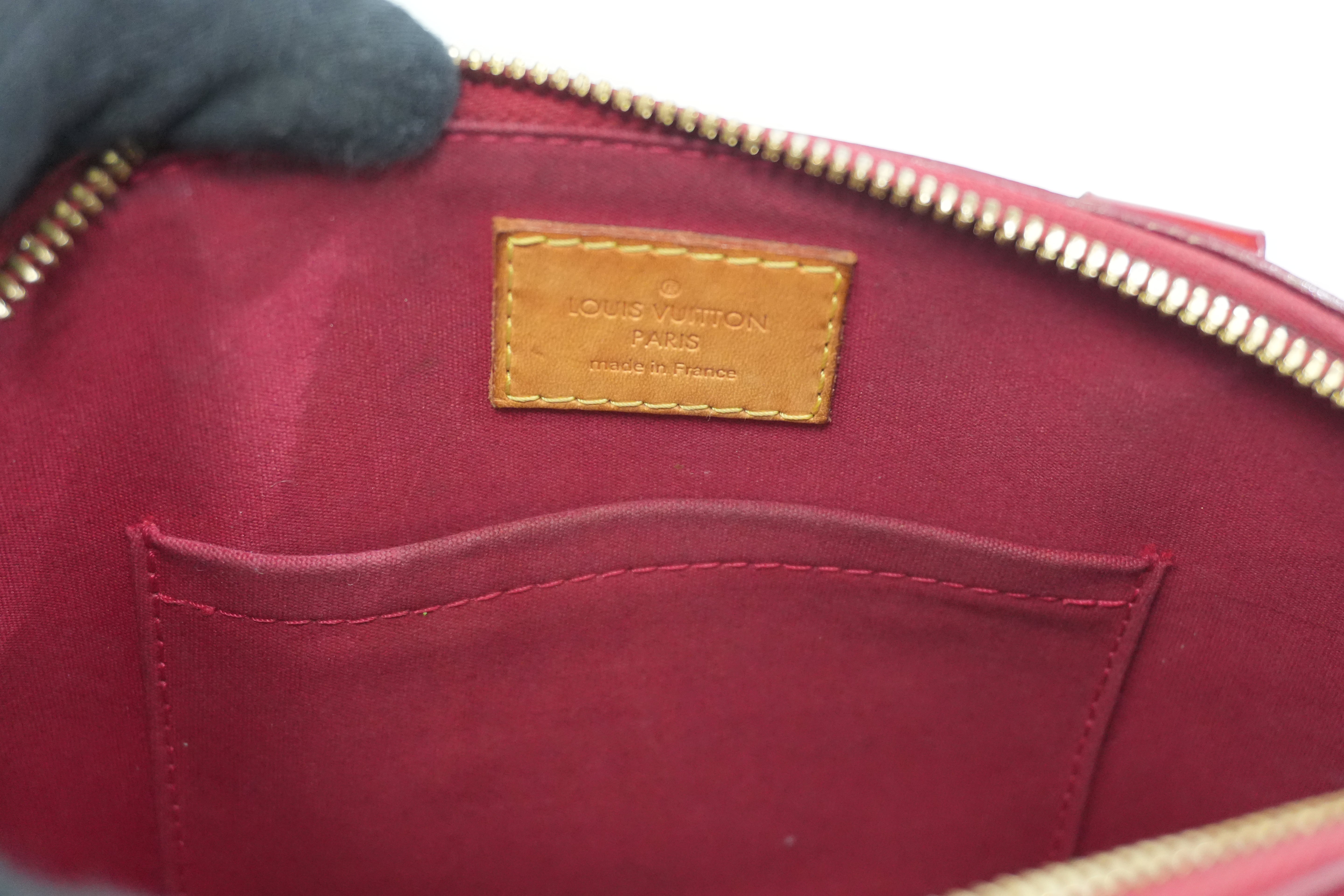 Pre-owned Louis Vuitton Vernis Alma BB Rayures Shoulder Bag Red