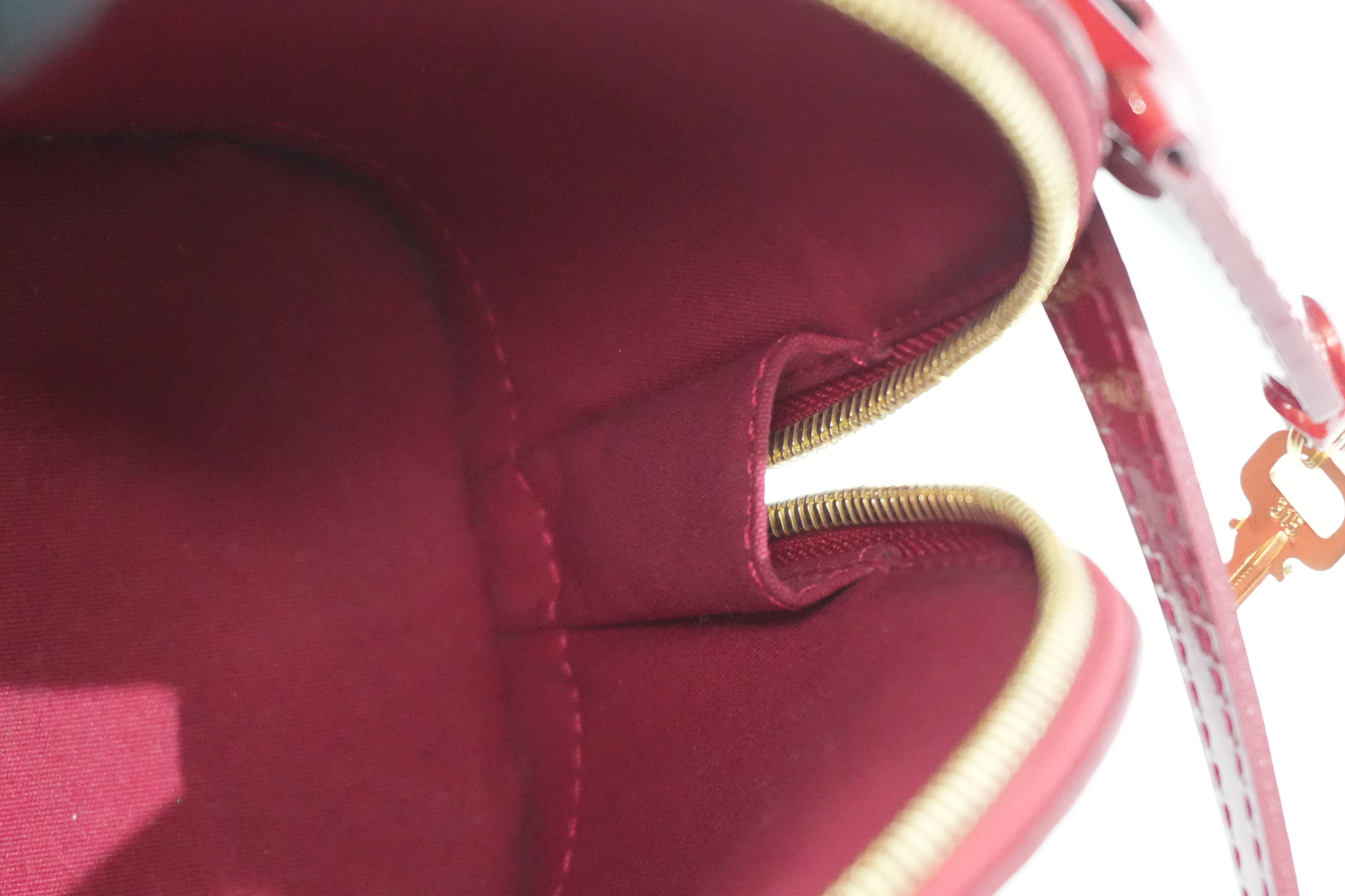 Pre-owned Louis Vuitton Vernis Alma BB Rayures Shoulder Bag Red