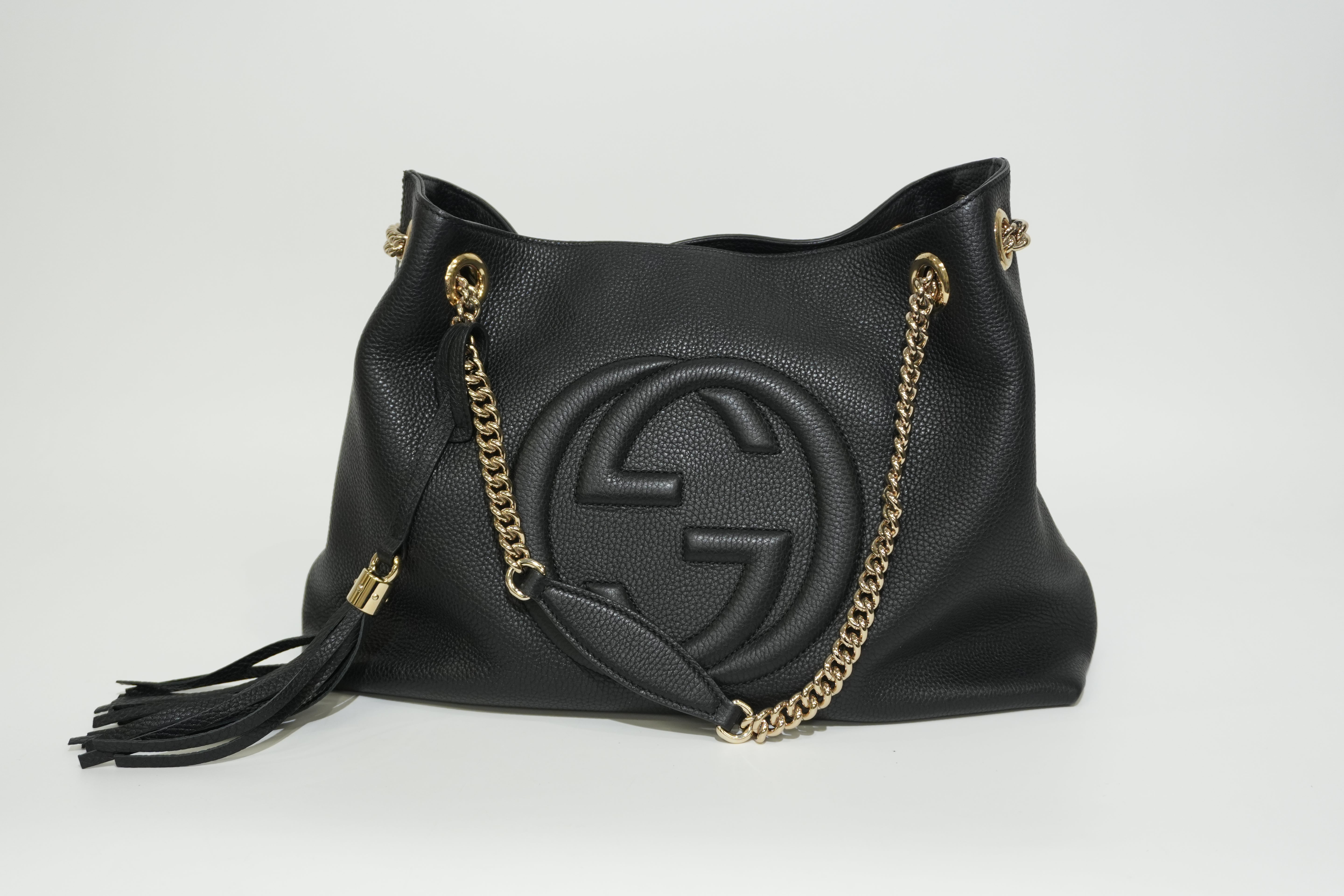 Pre-owned Gucci Soho Chain Tote Bag Black
