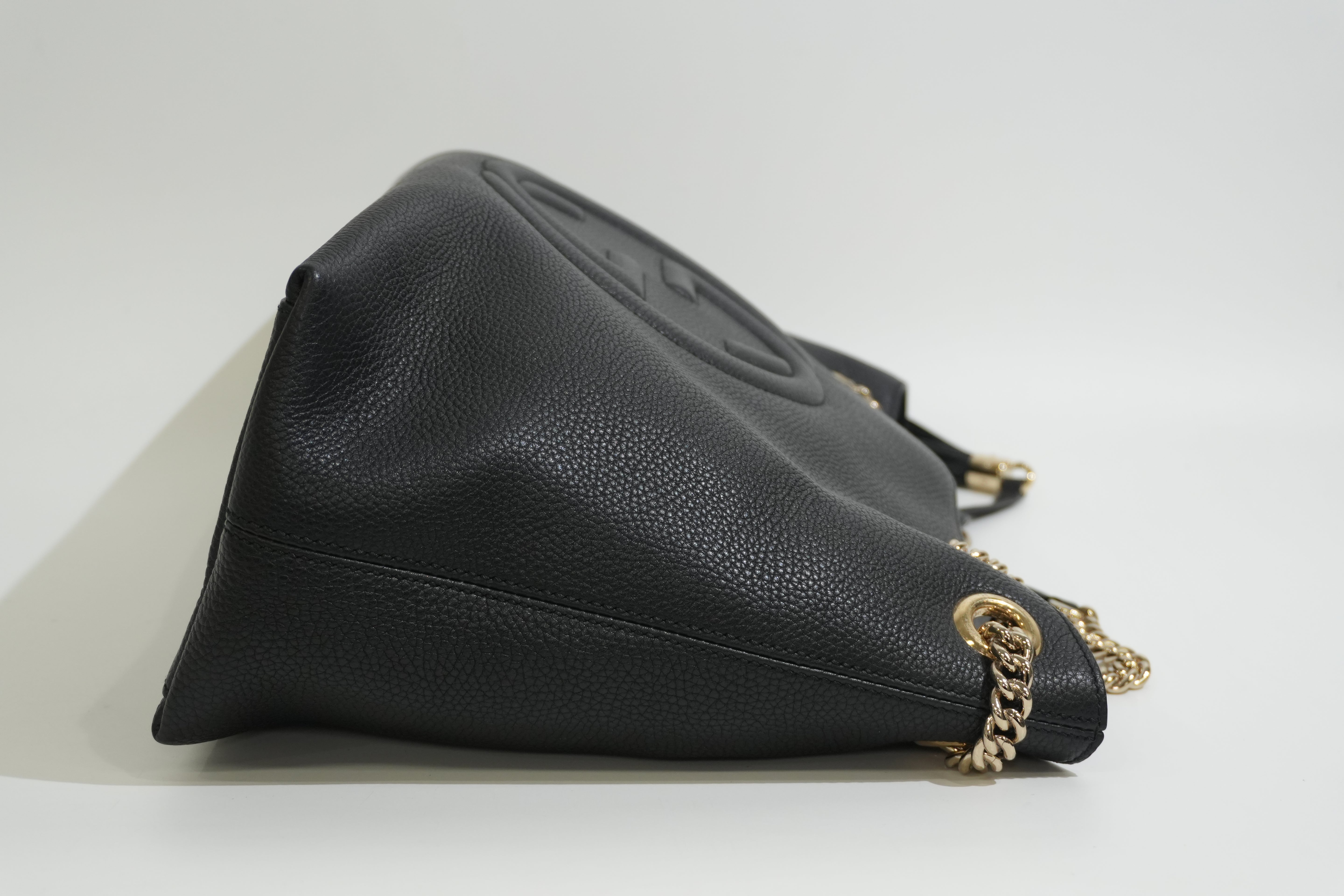 Pre-owned Gucci Soho Chain Tote Bag Black