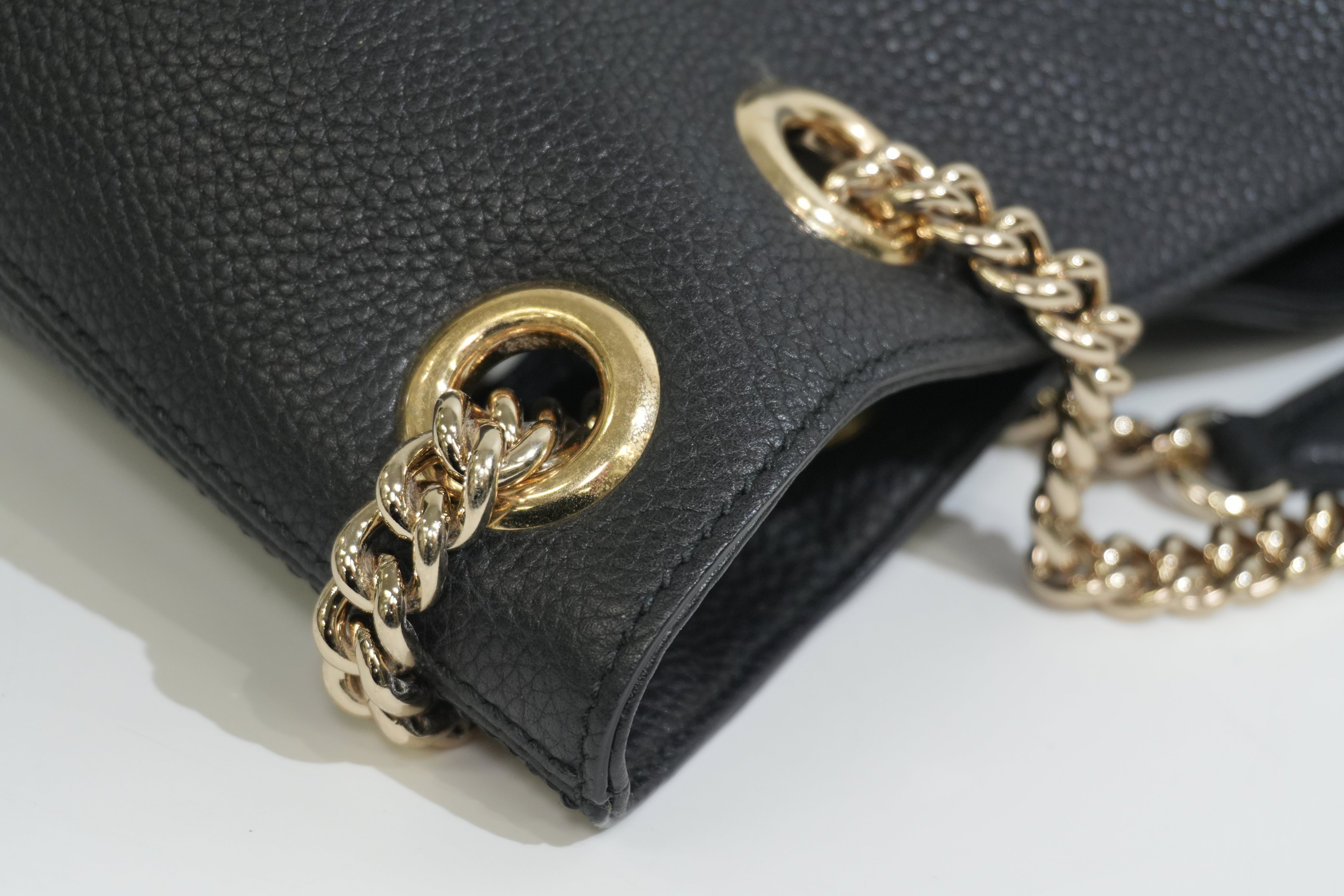 Pre-owned Gucci Soho Chain Tote Bag Black