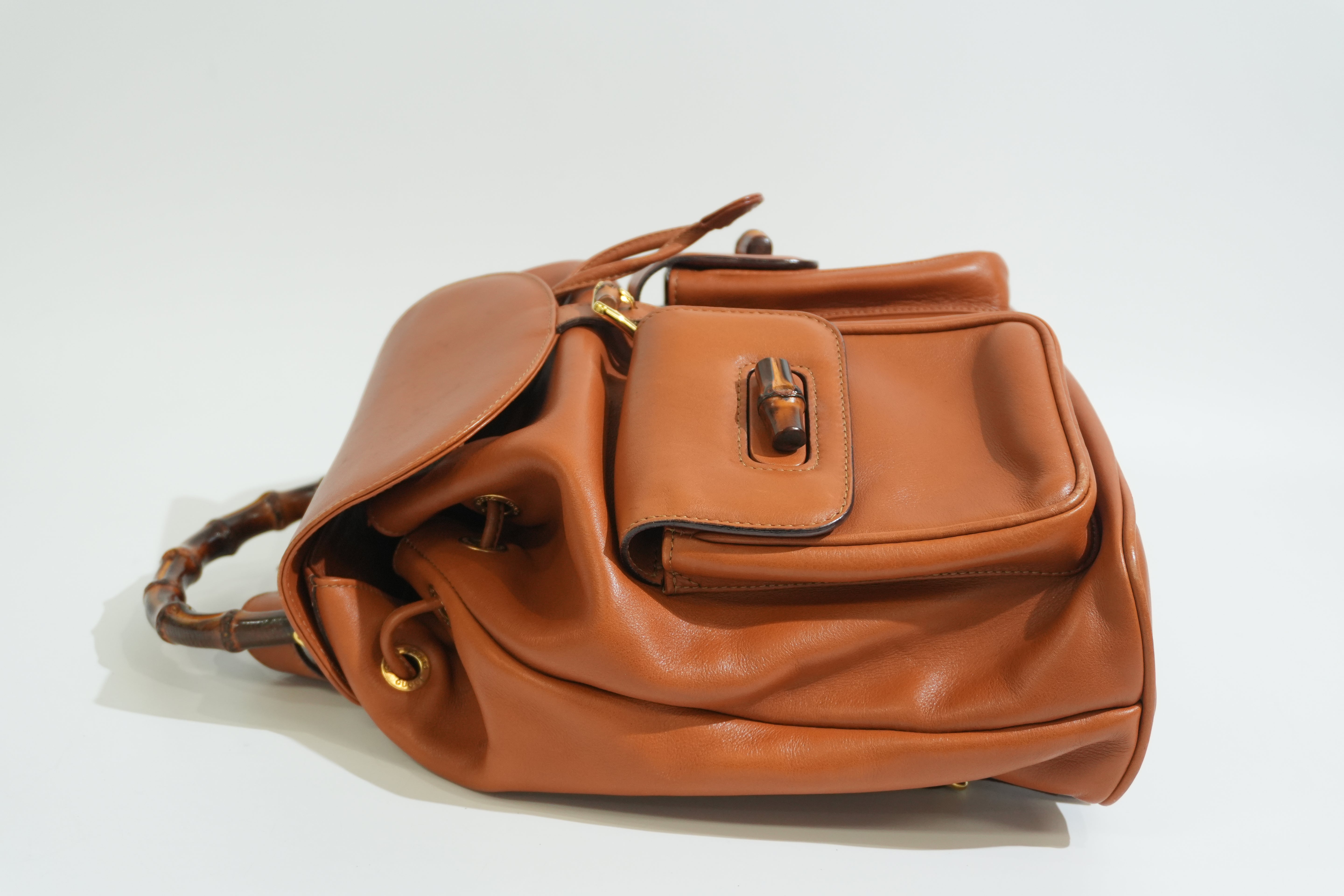 Pre-owned Gucci Bamboo Backpack Brown