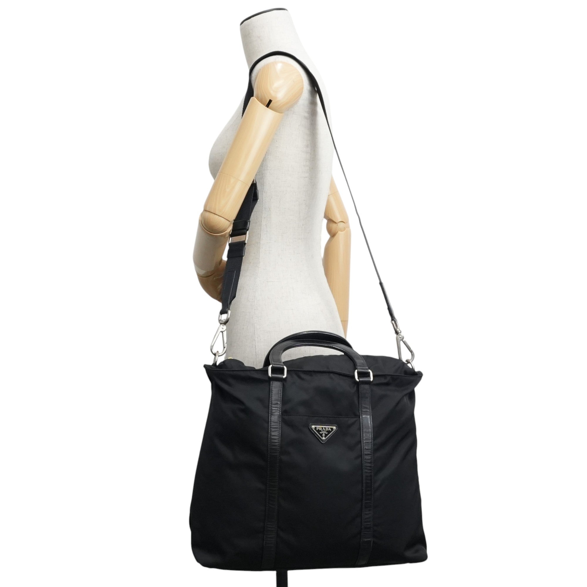 Prada Two Way Tote Bag Nylon Black Used