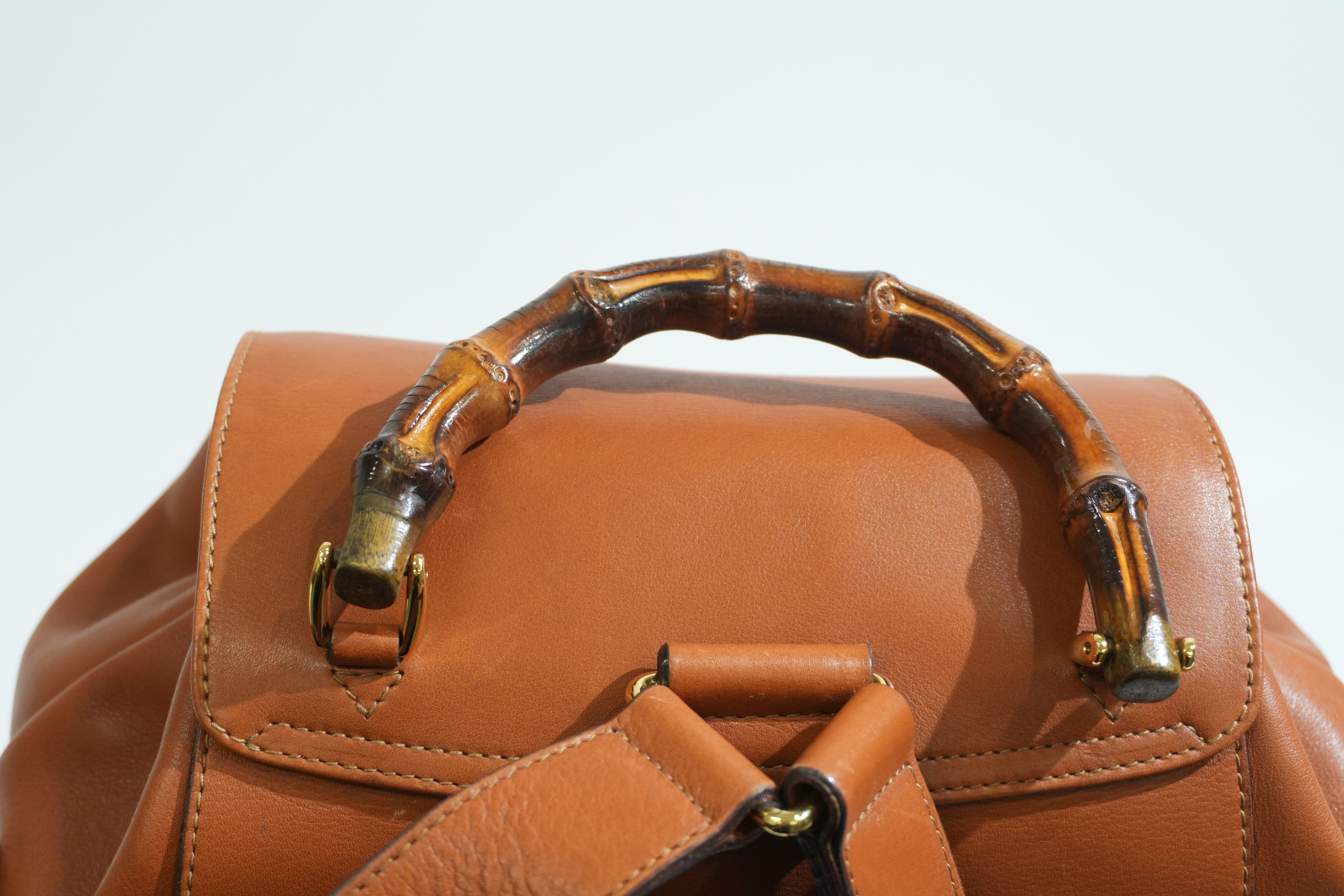 Pre-owned Gucci Bamboo Backpack Brown