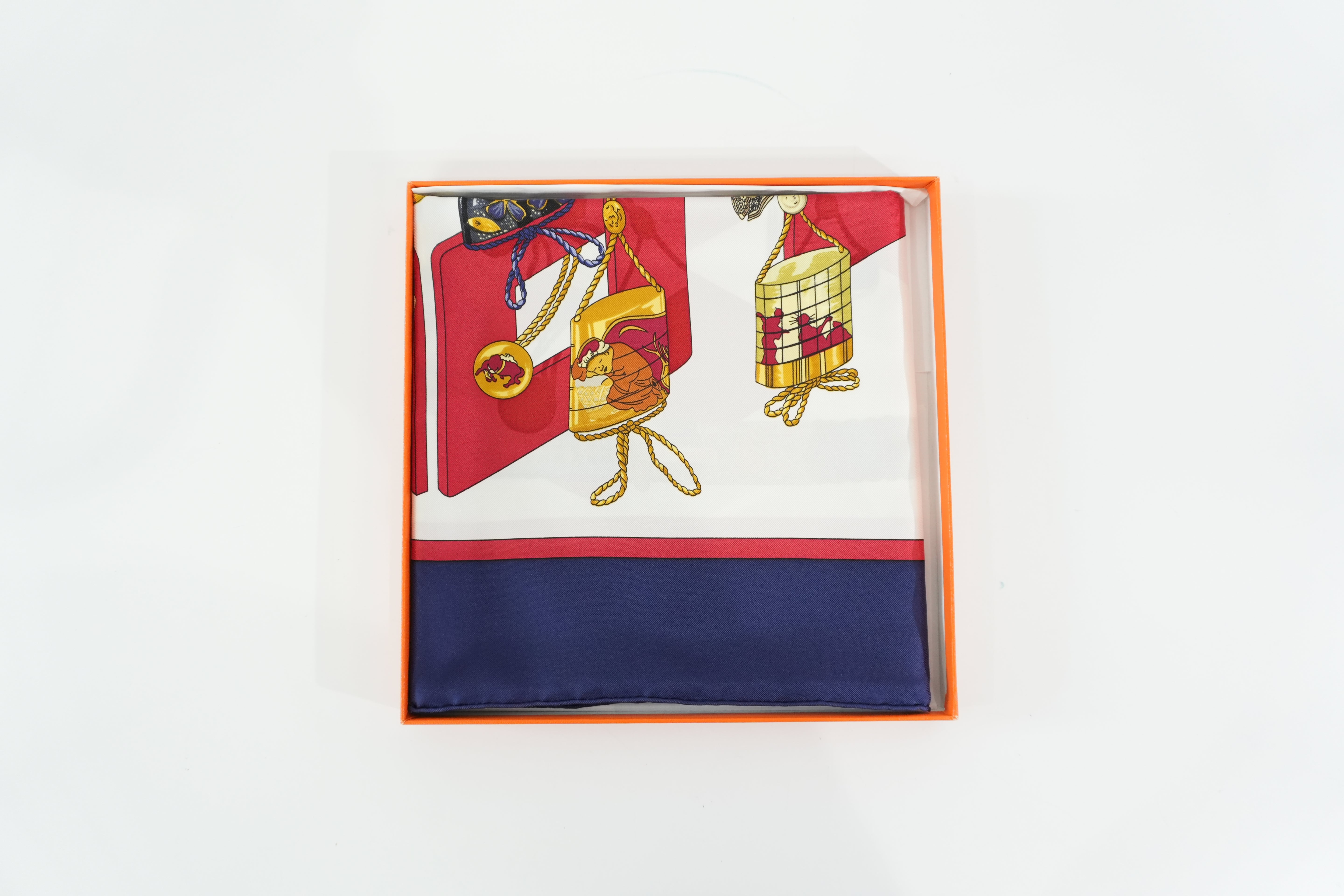 Pre-owned Hermes Scarf with Box Blue and Red