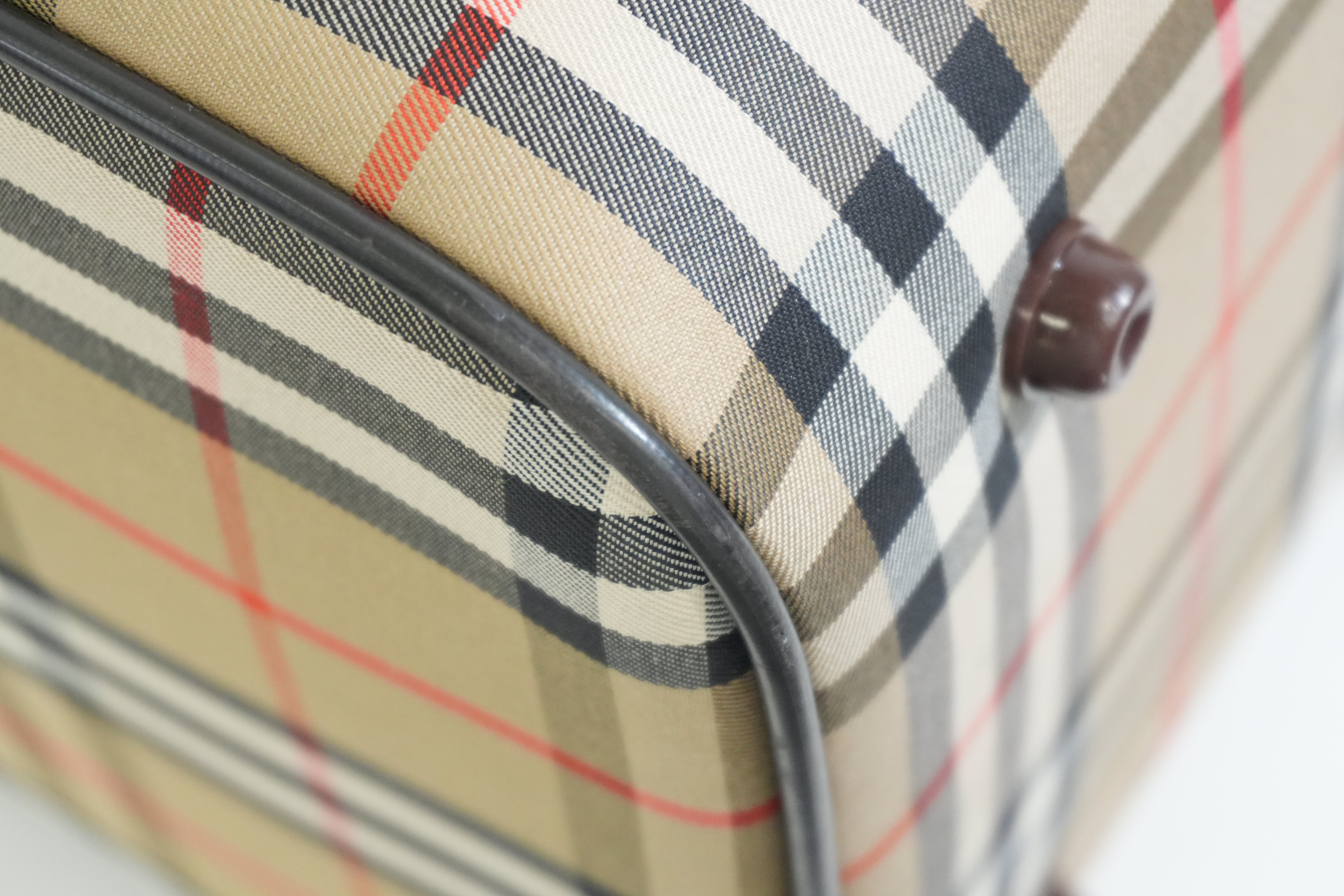 Pre-owned Burberry Haymarket Check Duffle Bag Size 45 Brown