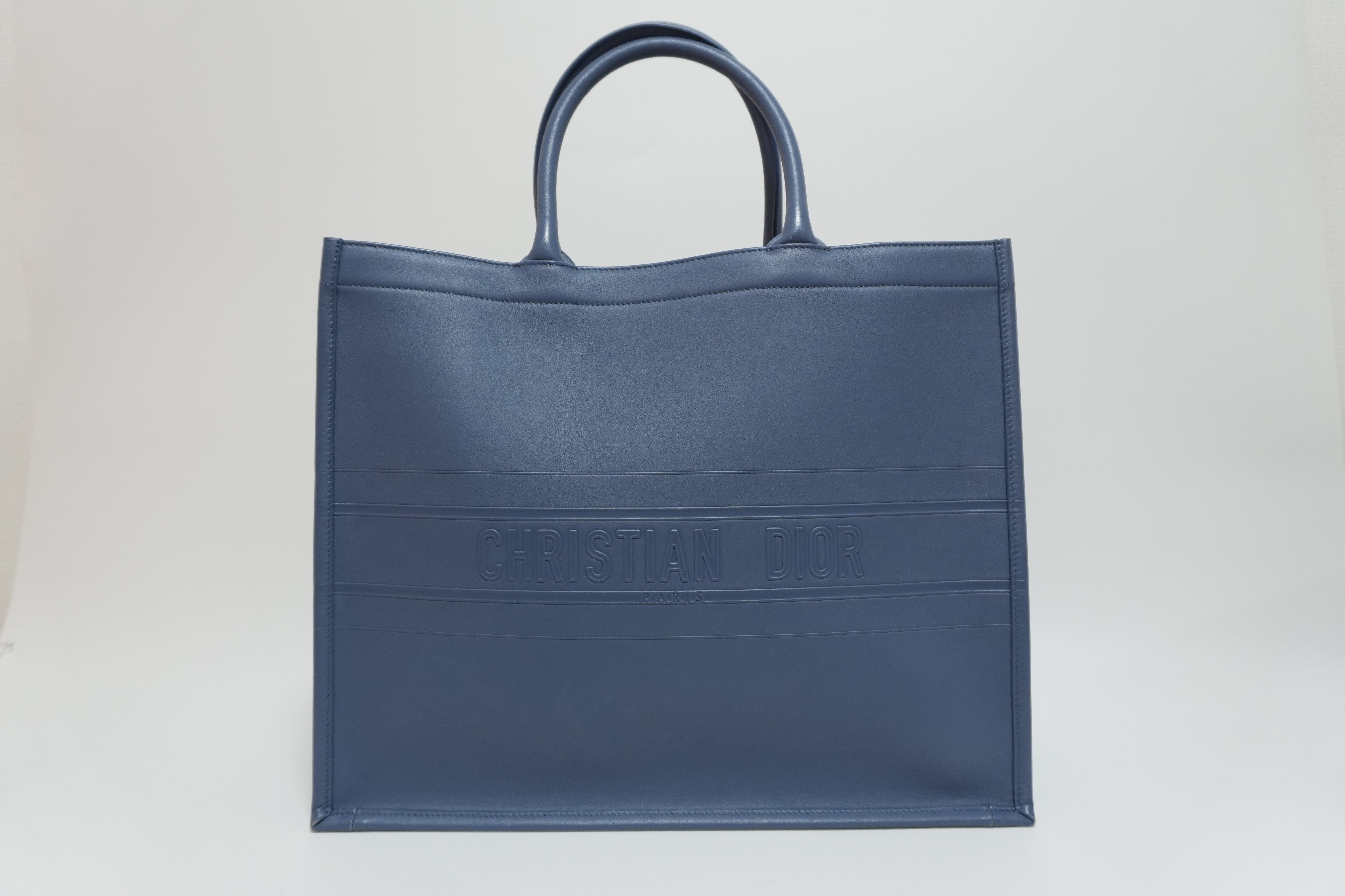 Dior Leather Book Tote Bag Indigo Used