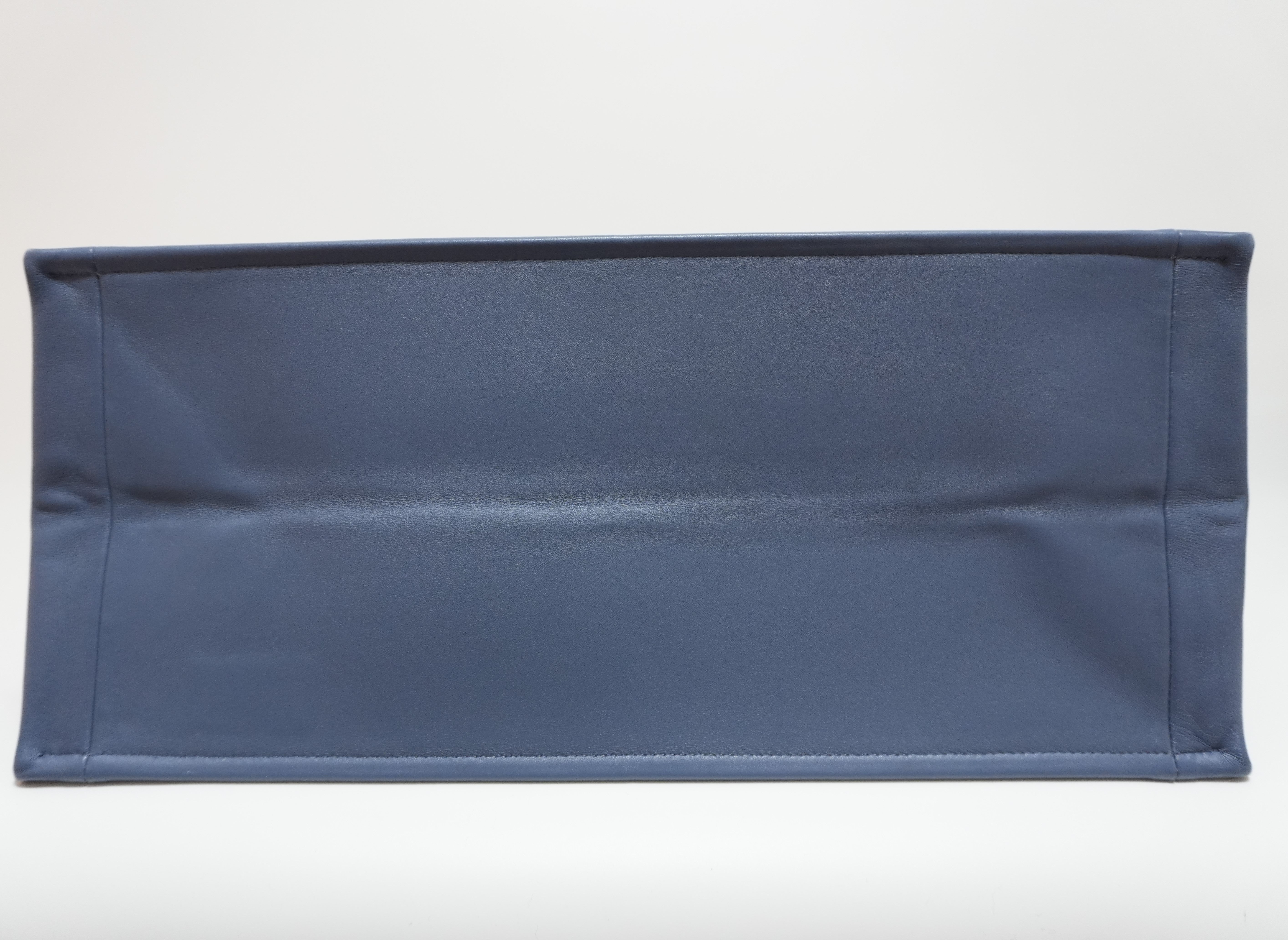 Dior Leather Book Tote Bag Indigo Used