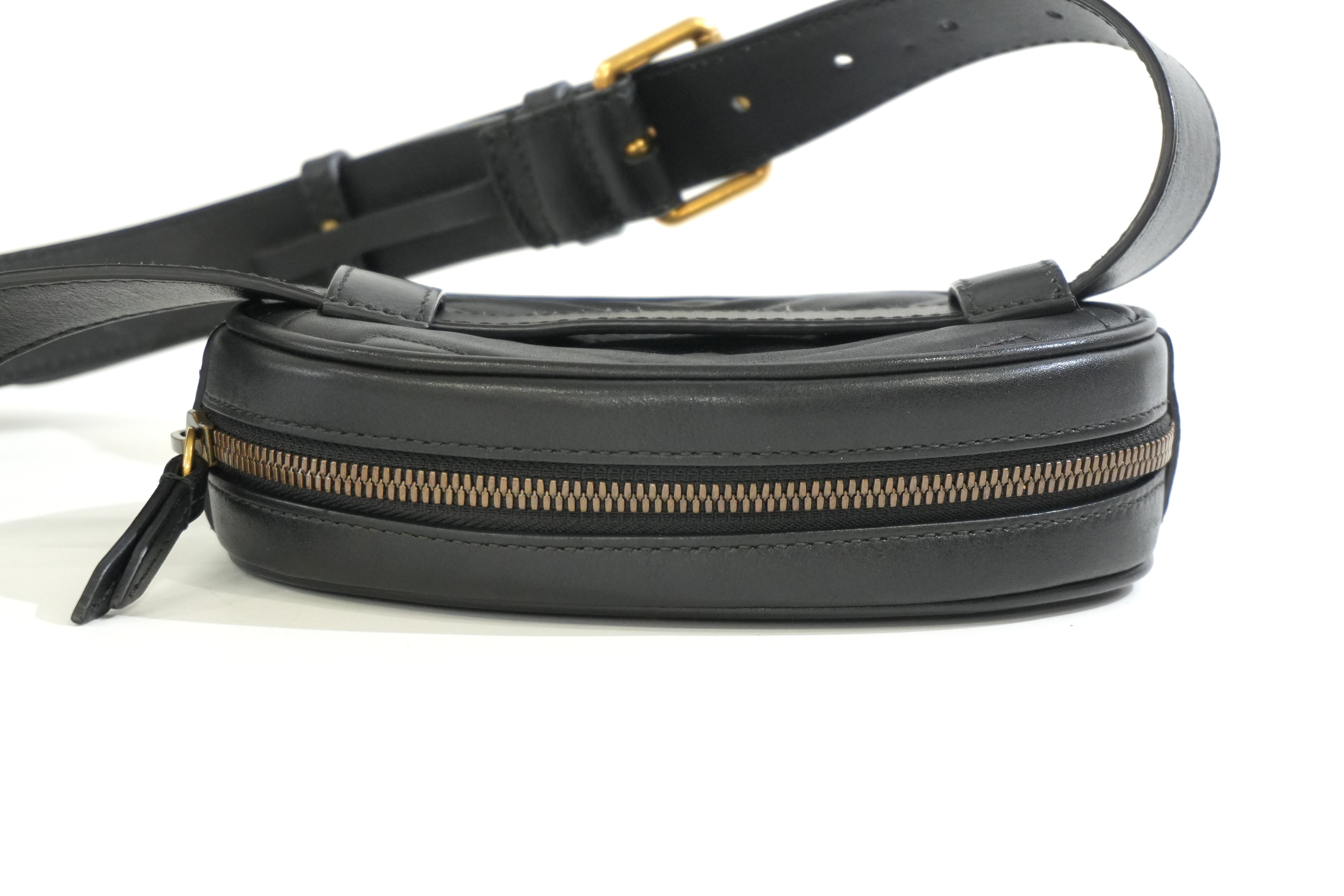 Pre-owned Gucci Marmont Belt Bag Size 85 Black