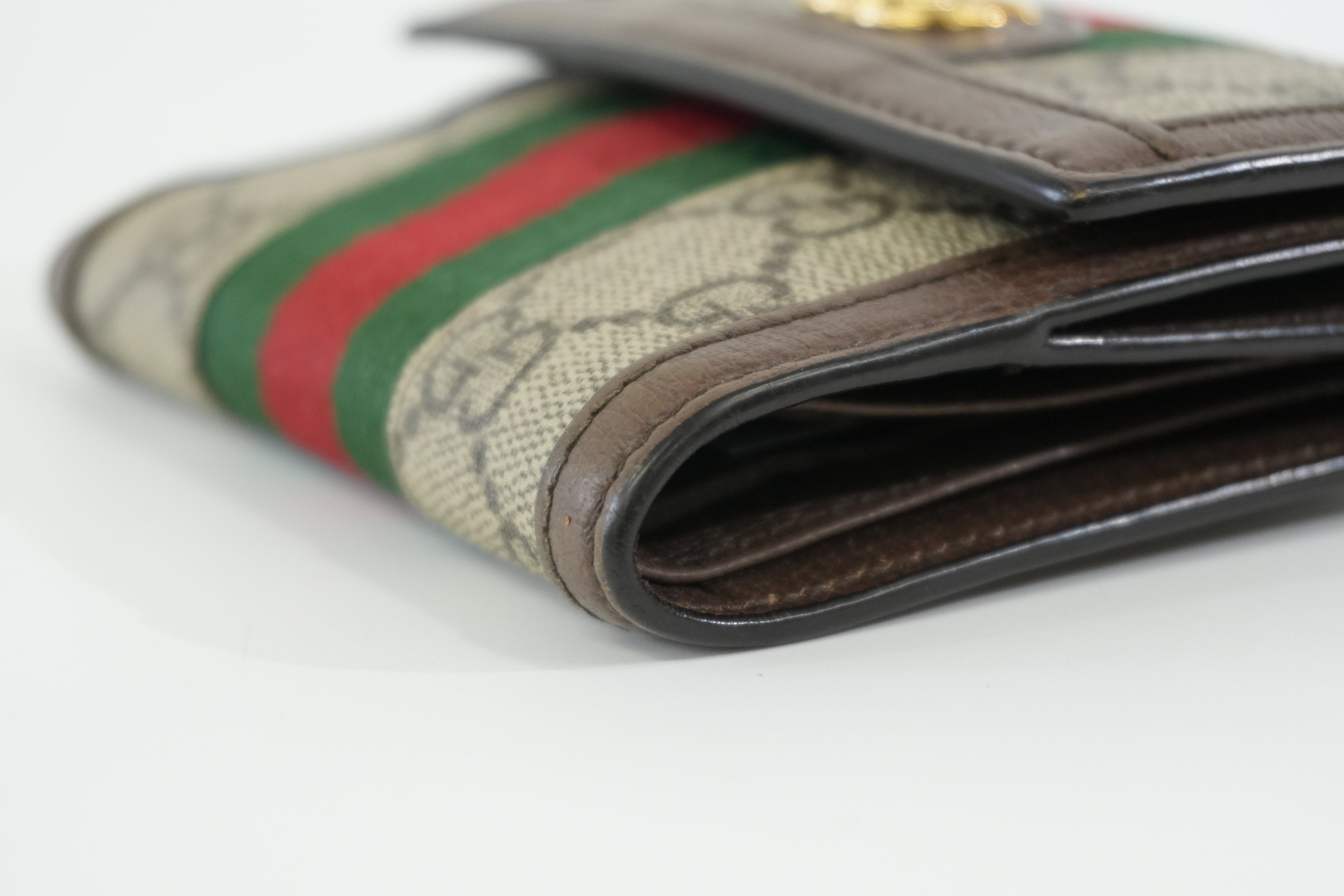 Pre-owned Gucci Ophidia Bifold Wallet Brown