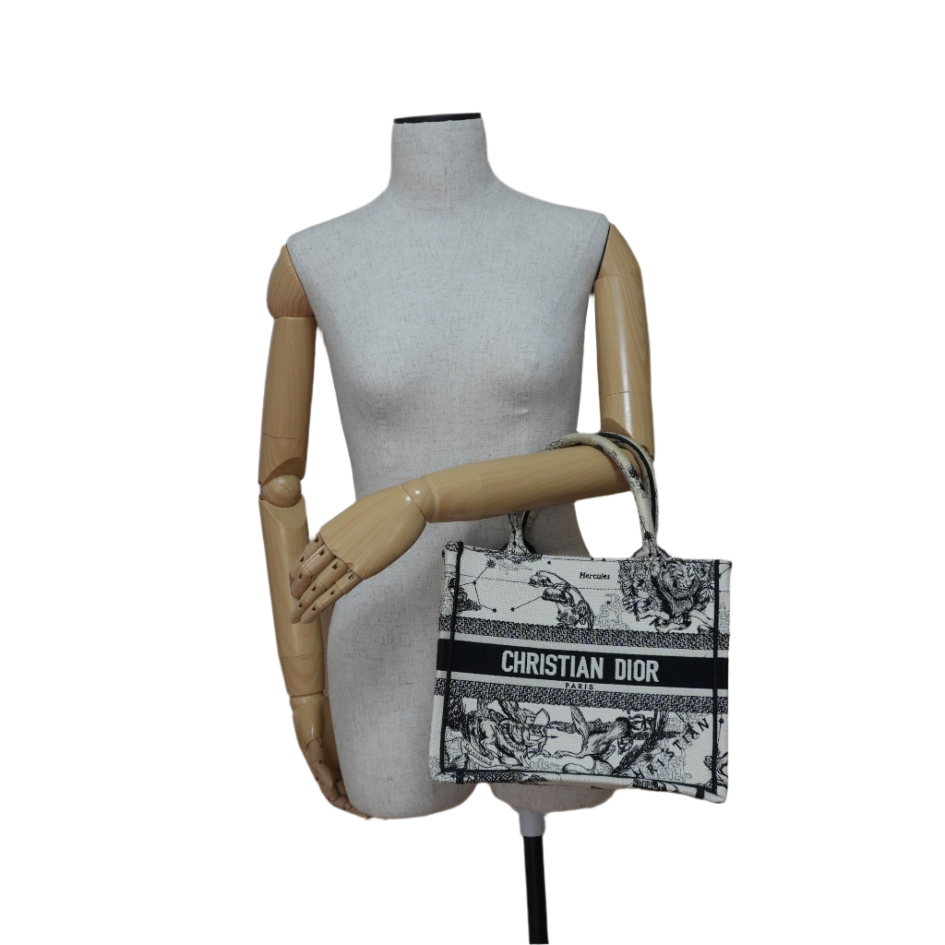 Christian Dior Canvas Small Tote Bag Black and White Used