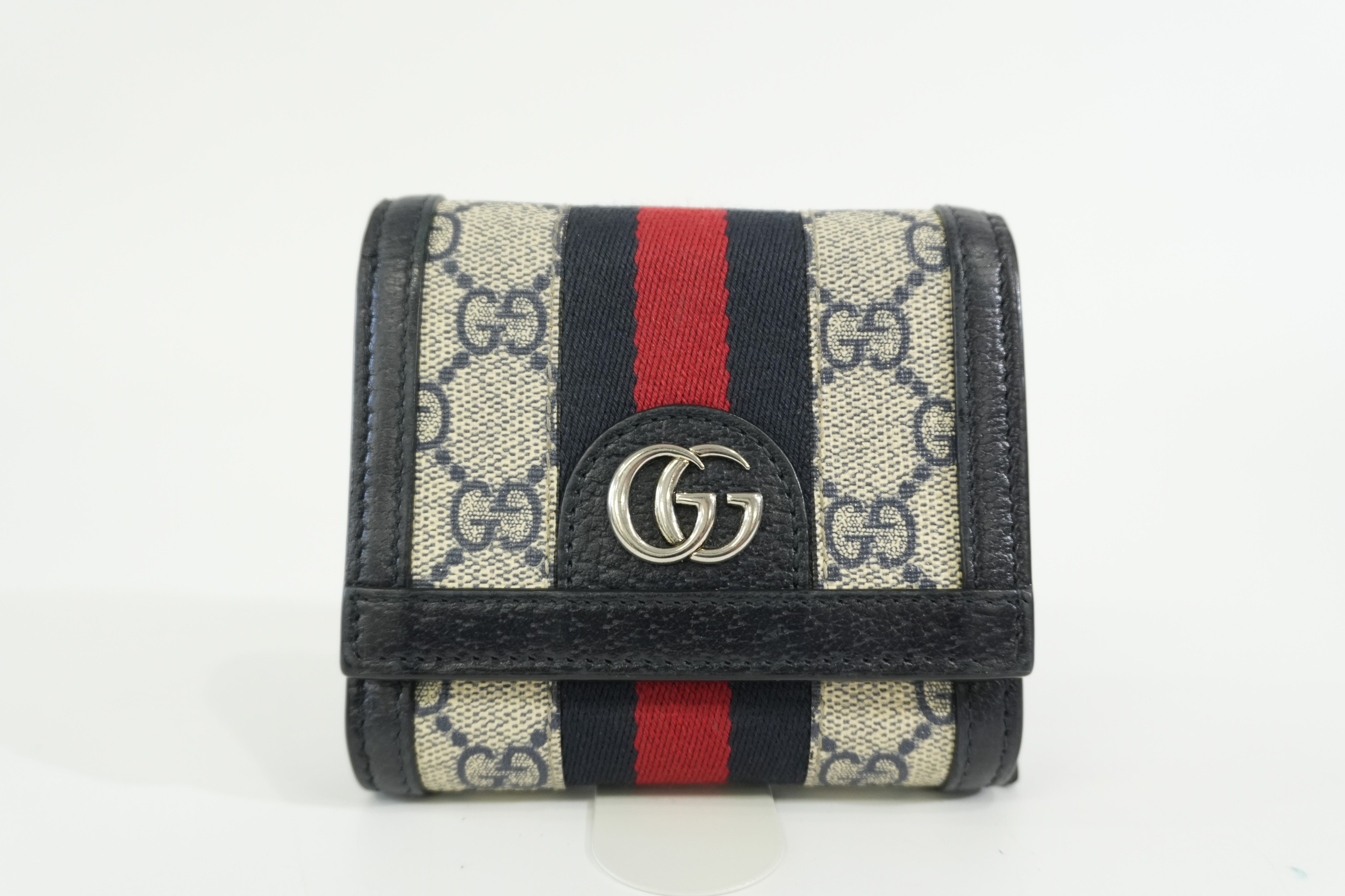 Pre-owned Gucci Guccisima Compact Wallet Blue