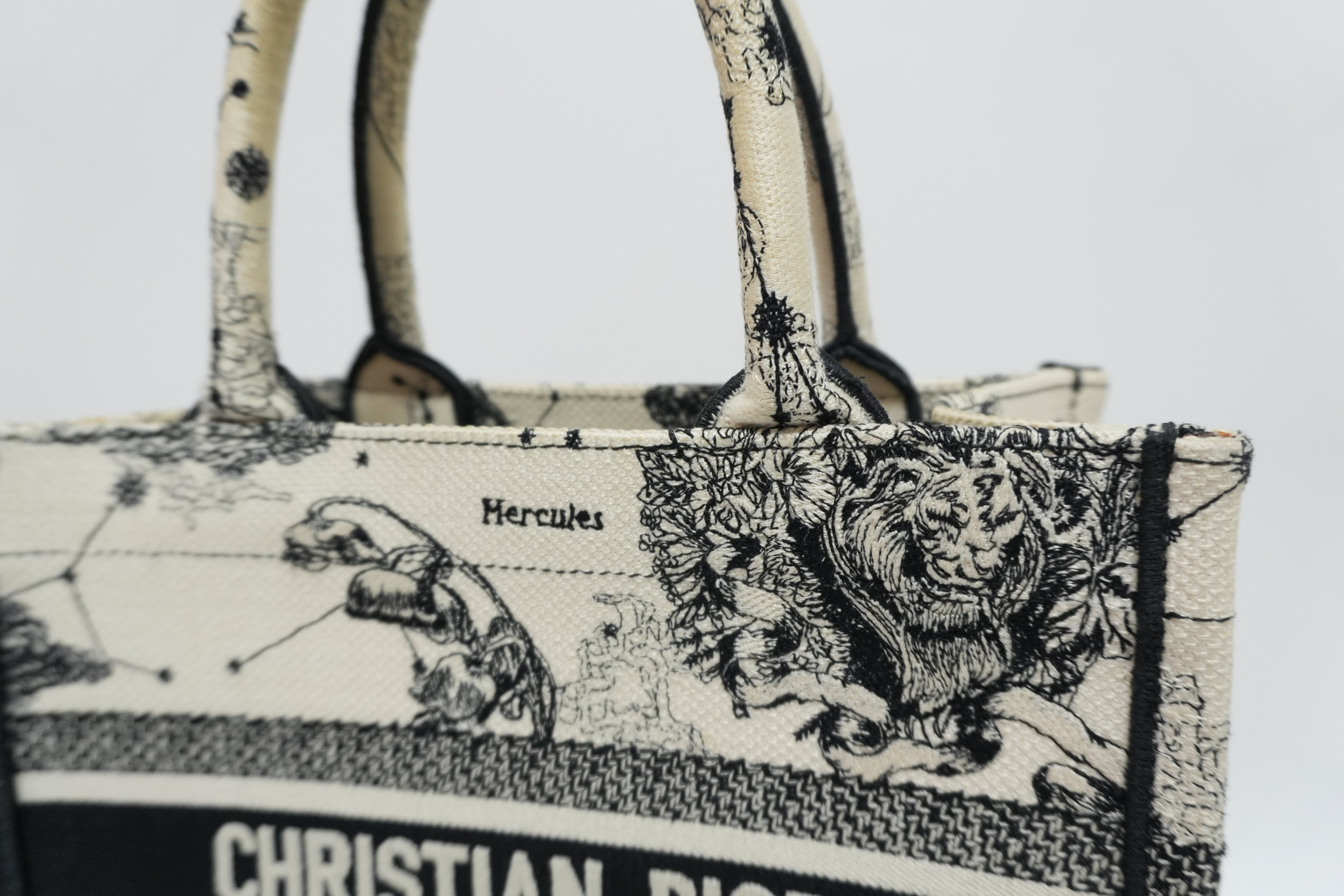 Christian Dior Canvas Small Tote Bag Black and White Used