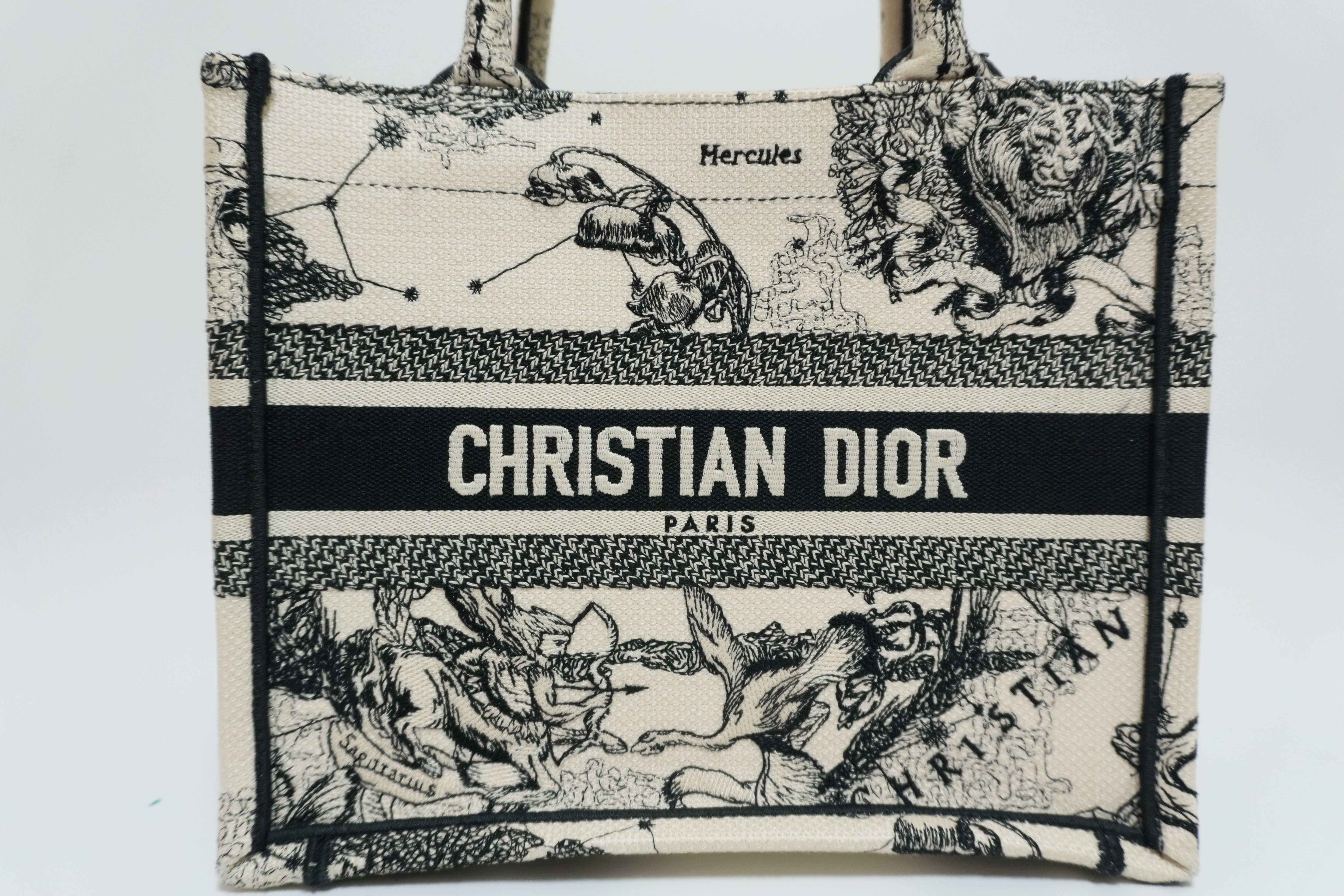 Christian Dior Canvas Small Tote Bag Black and White Used