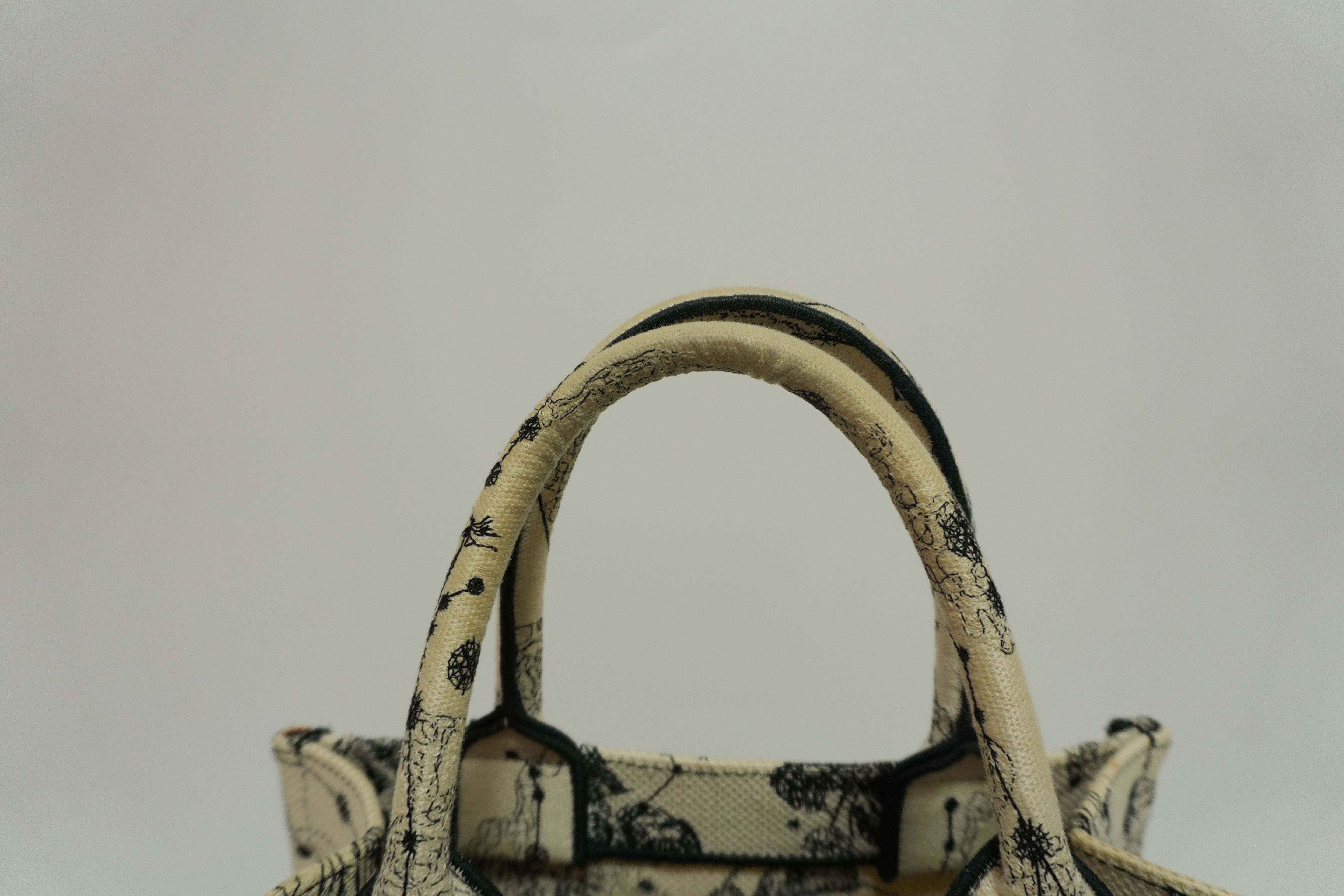 Christian Dior Canvas Small Tote Bag Black and White Used