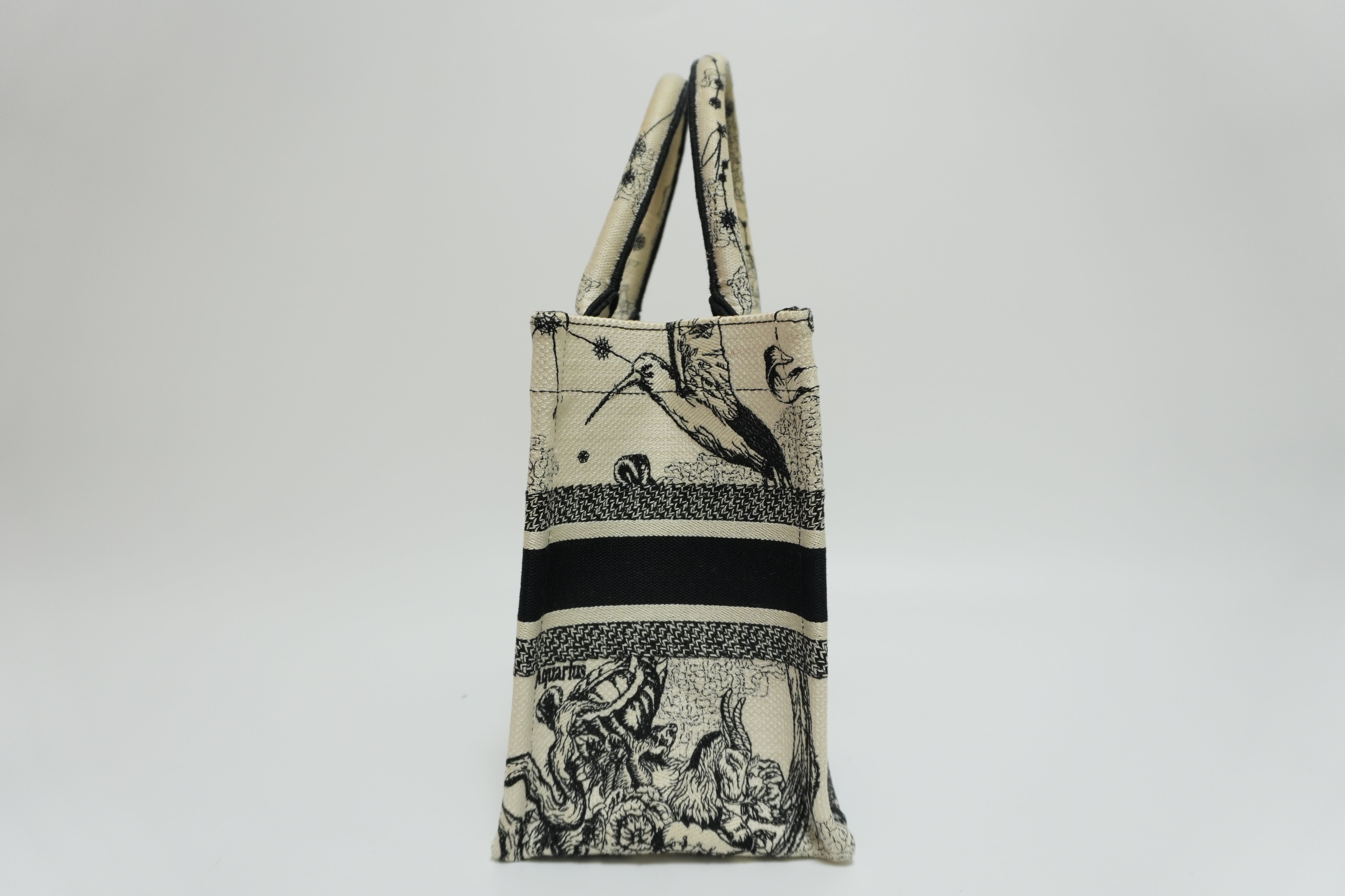 Christian Dior Canvas Small Tote Bag Black and White Used