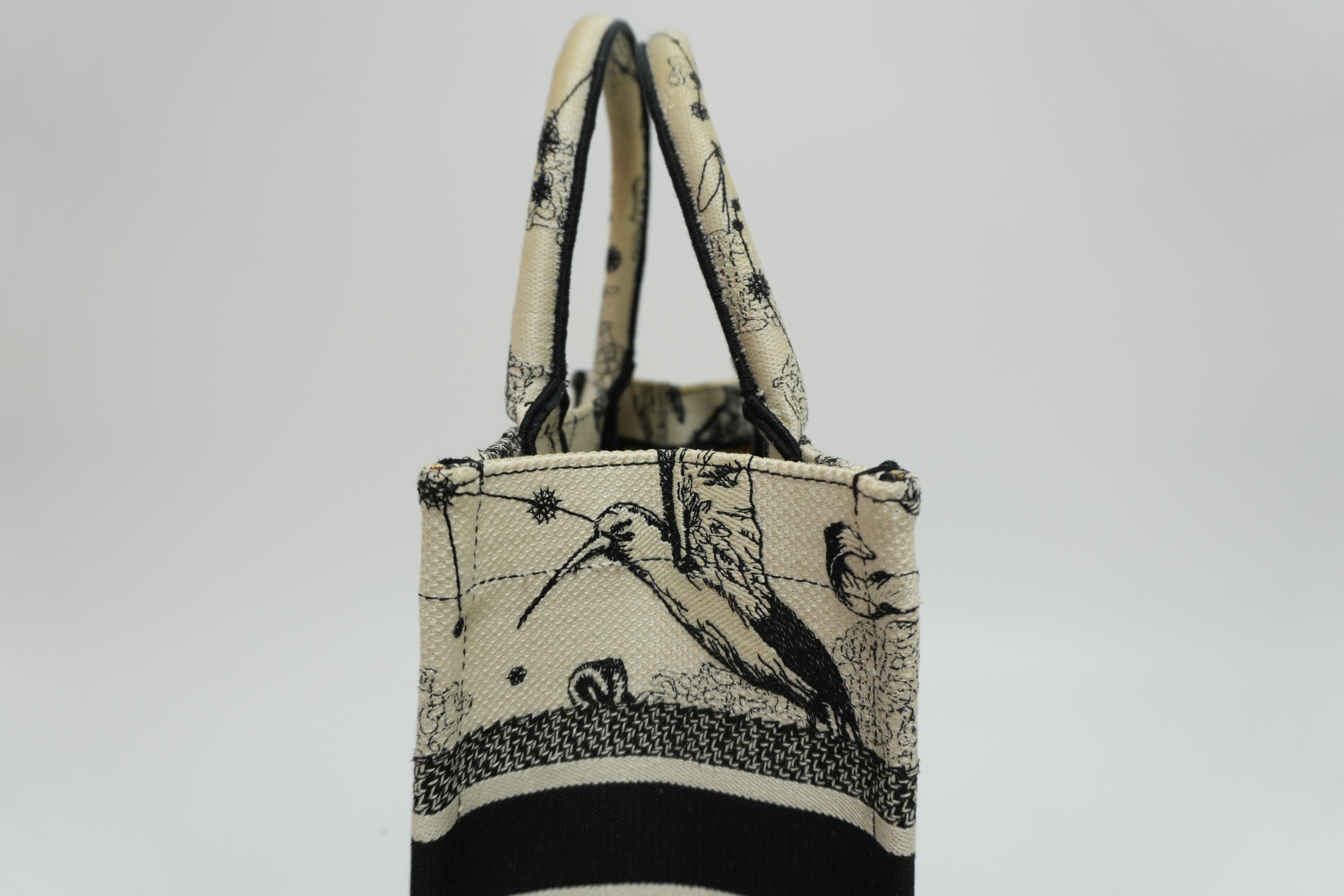 Christian Dior Canvas Small Tote Bag Black and White Used