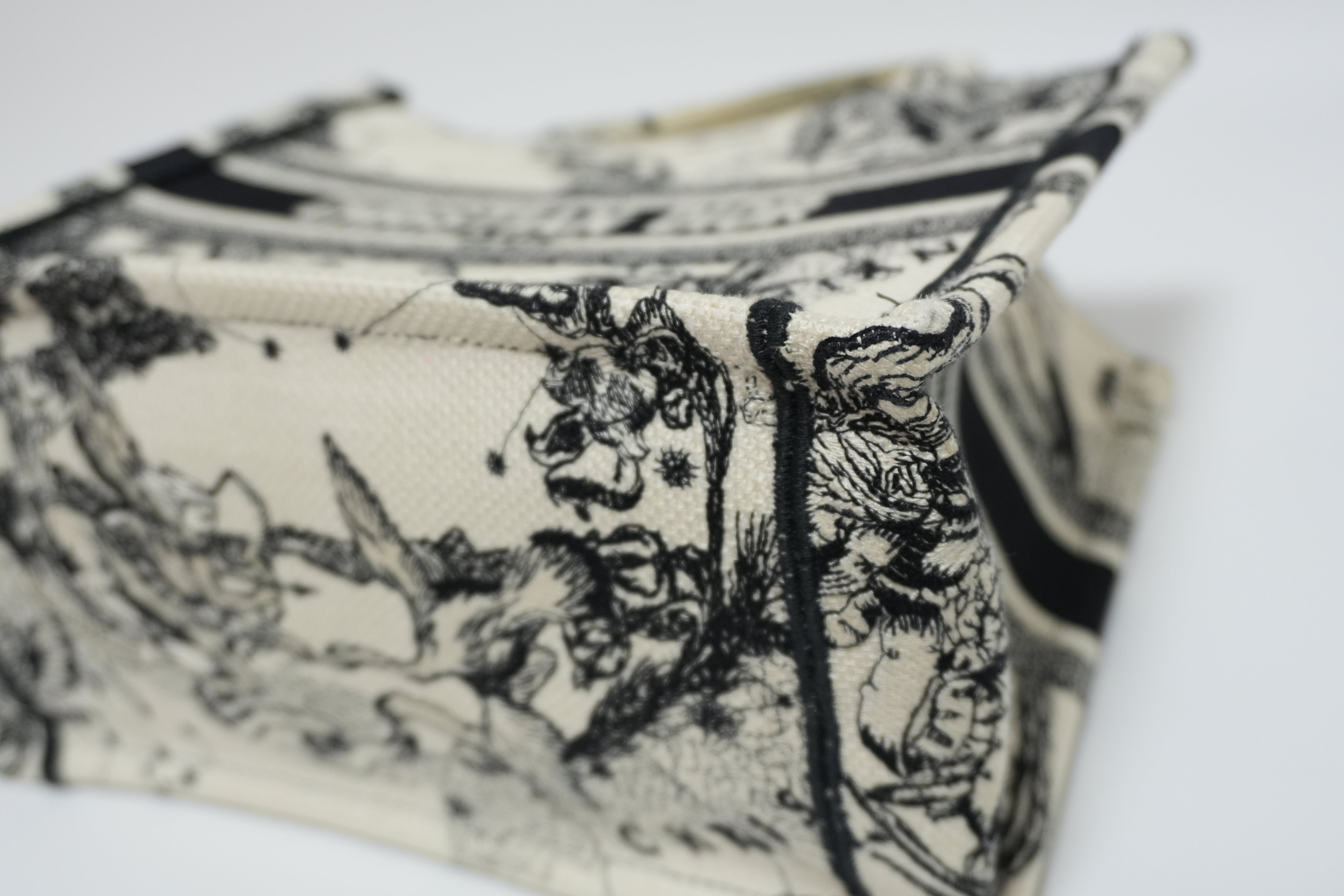 Christian Dior Canvas Small Tote Bag Black and White Used