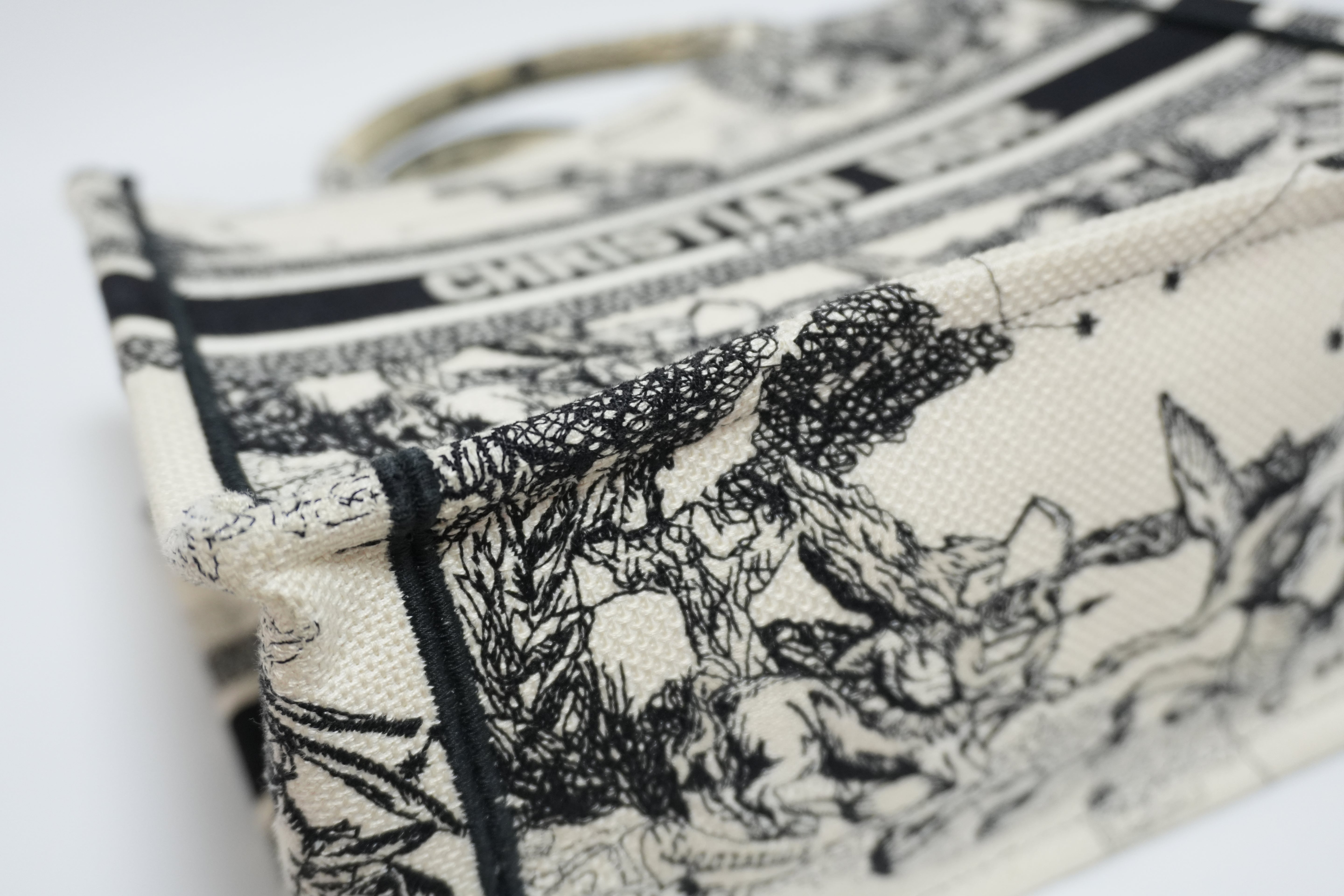 Christian Dior Canvas Small Tote Bag Black and White Used