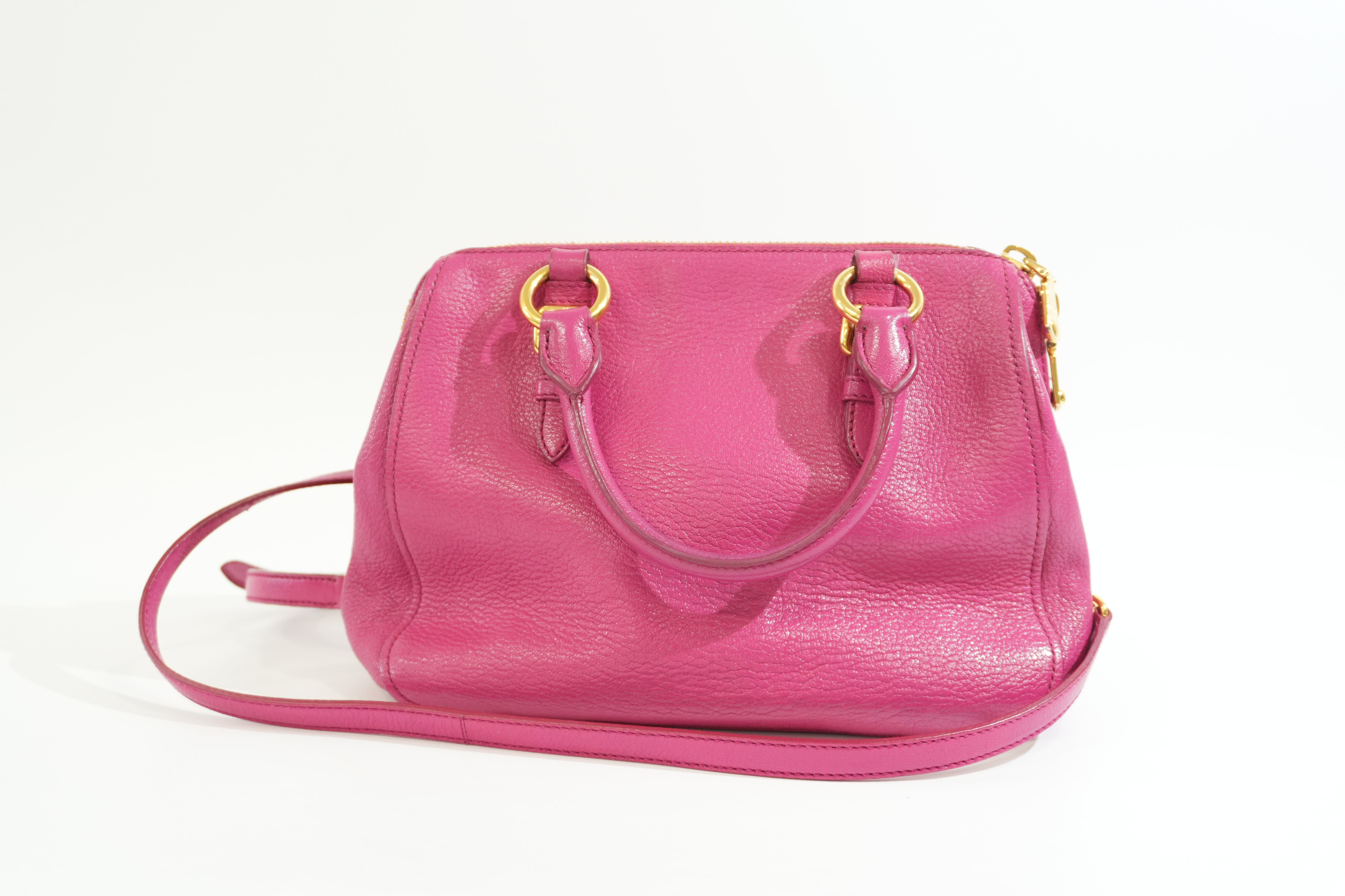 Pre-owned Miu Miu Two Way Madras Shoulder Bag Pink