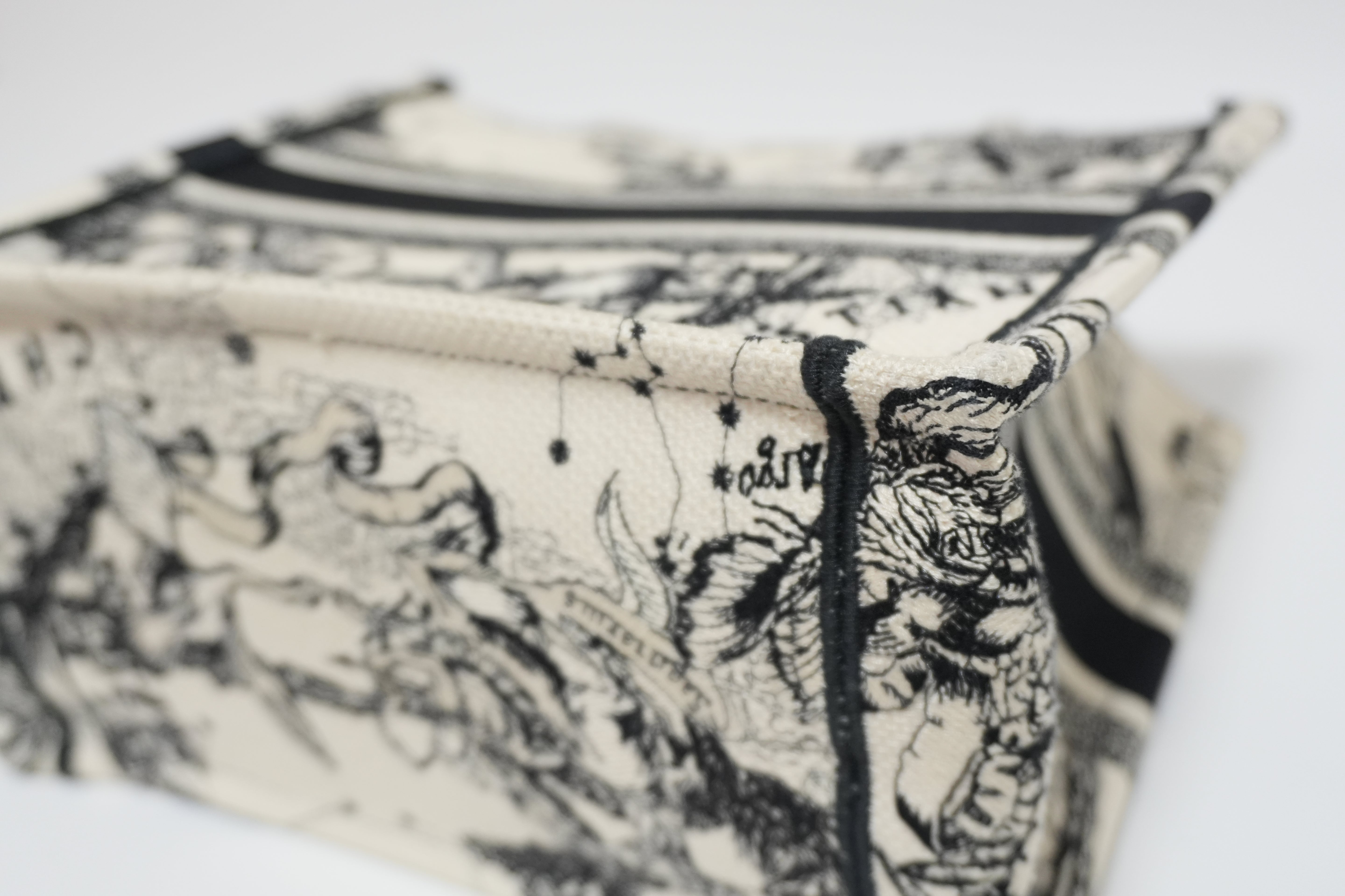 Christian Dior Canvas Small Tote Bag Black and White Used