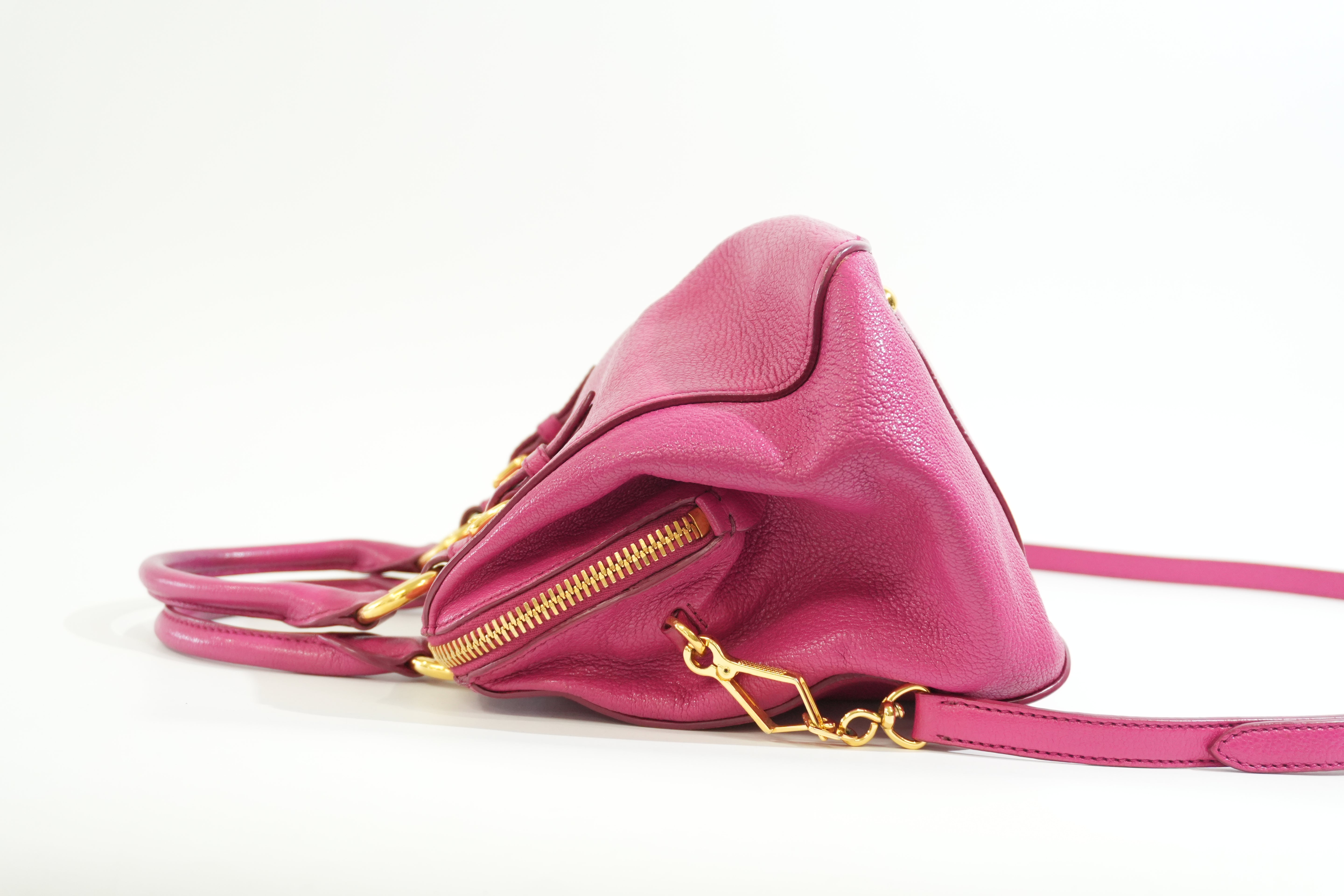 Pre-owned Miu Miu Two Way Madras Shoulder Bag Pink