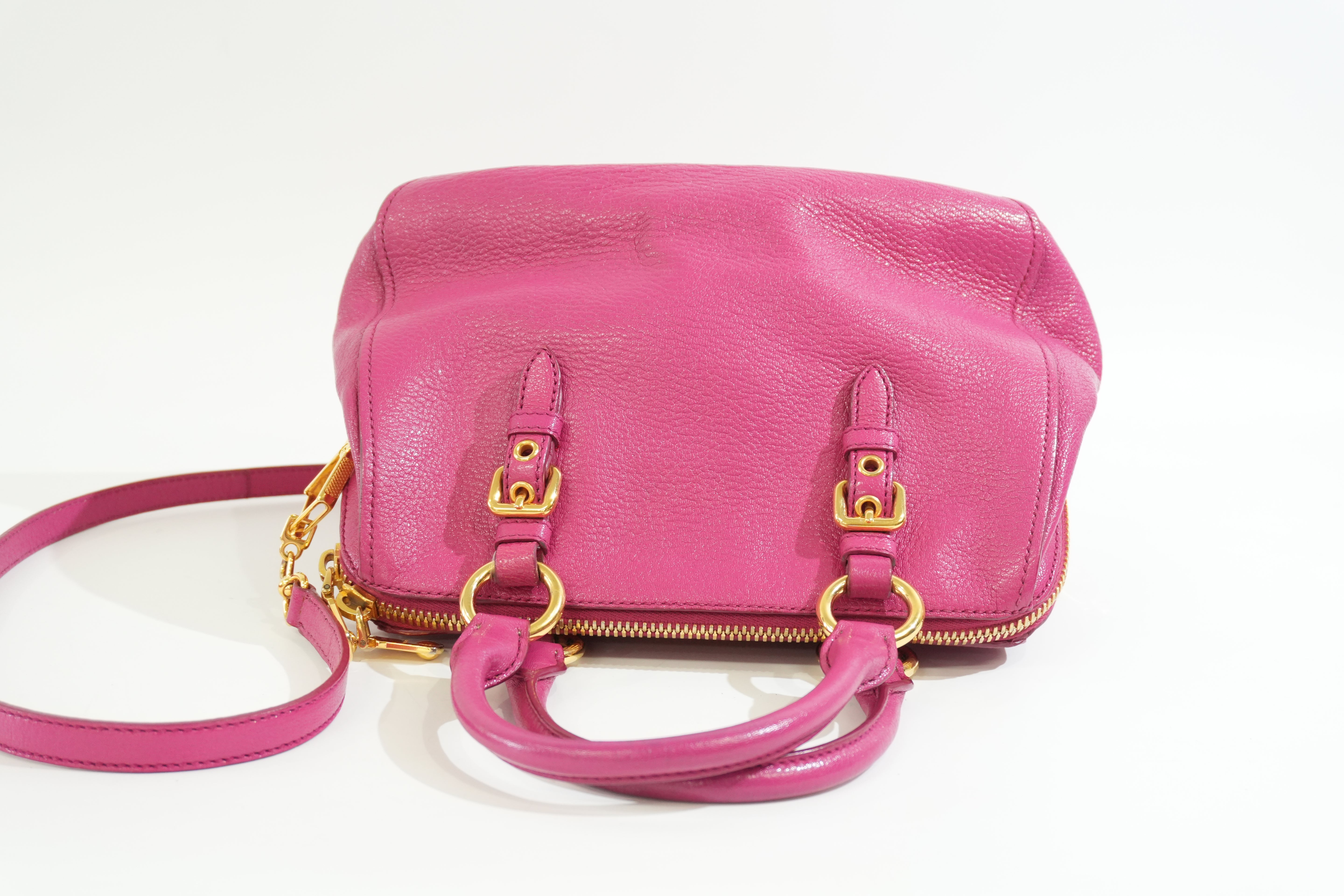 Pre-owned Miu Miu Two Way Madras Shoulder Bag Pink